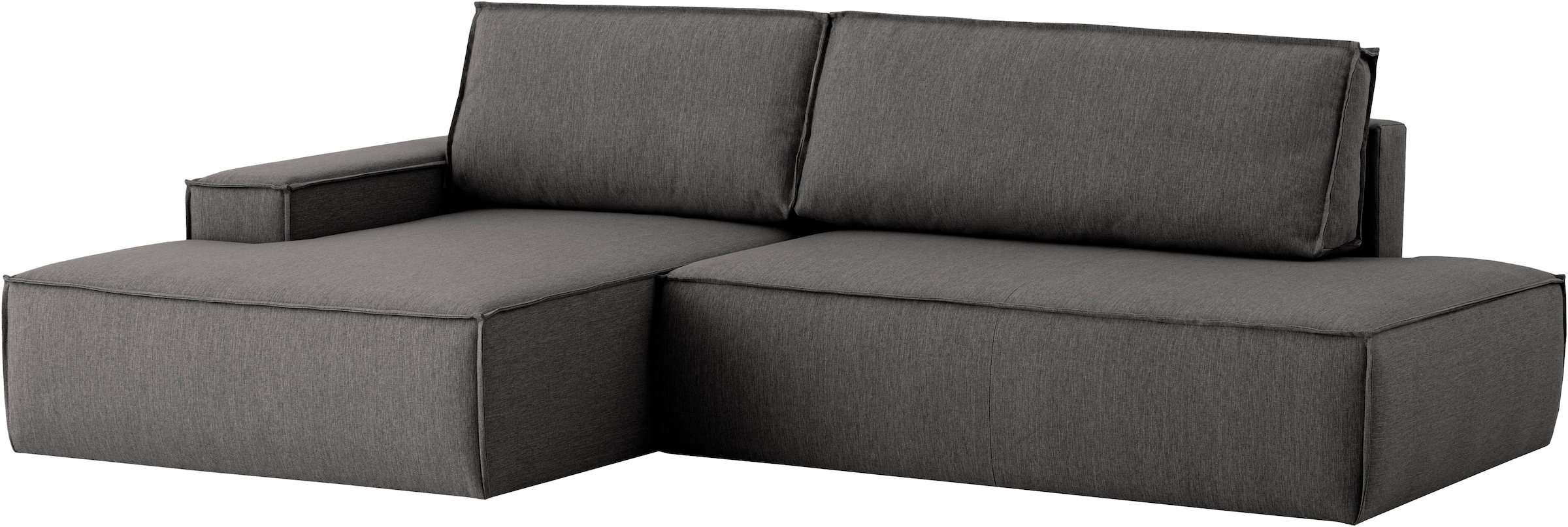 OTTO home Ecksofa »SHERWOOD,  Schlafsofa in L-Form offen (275cm), Cord, Leinenoptik« Schlaffunktion und Bettkasten, Kedernaht, hoher Sitz- & Liegekomfort,