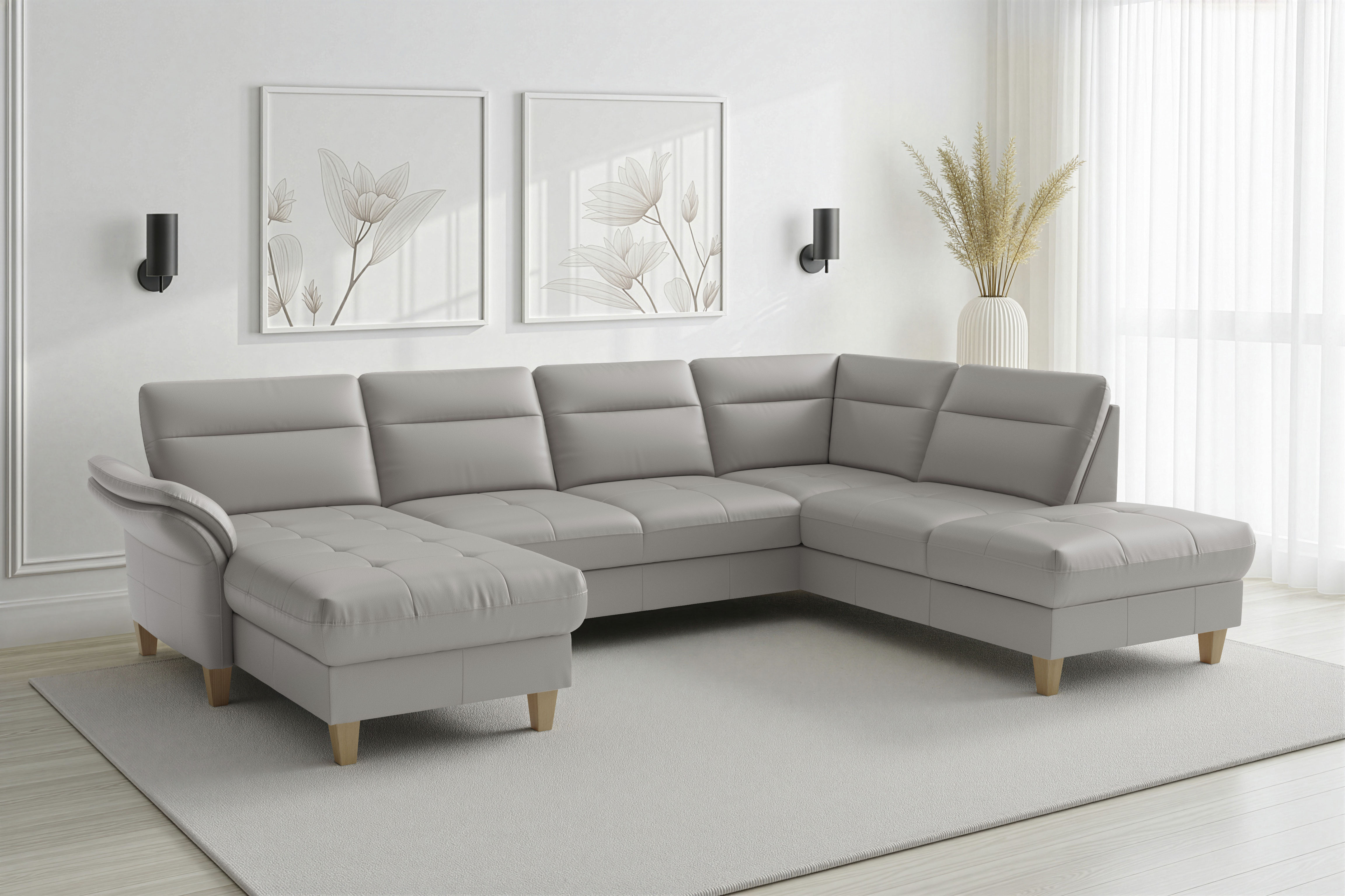 sit&more Wohnlandschaft "Pamela U-Form, B: 292 cm, optional Schlaffunktion & Bettkasten, Leder"