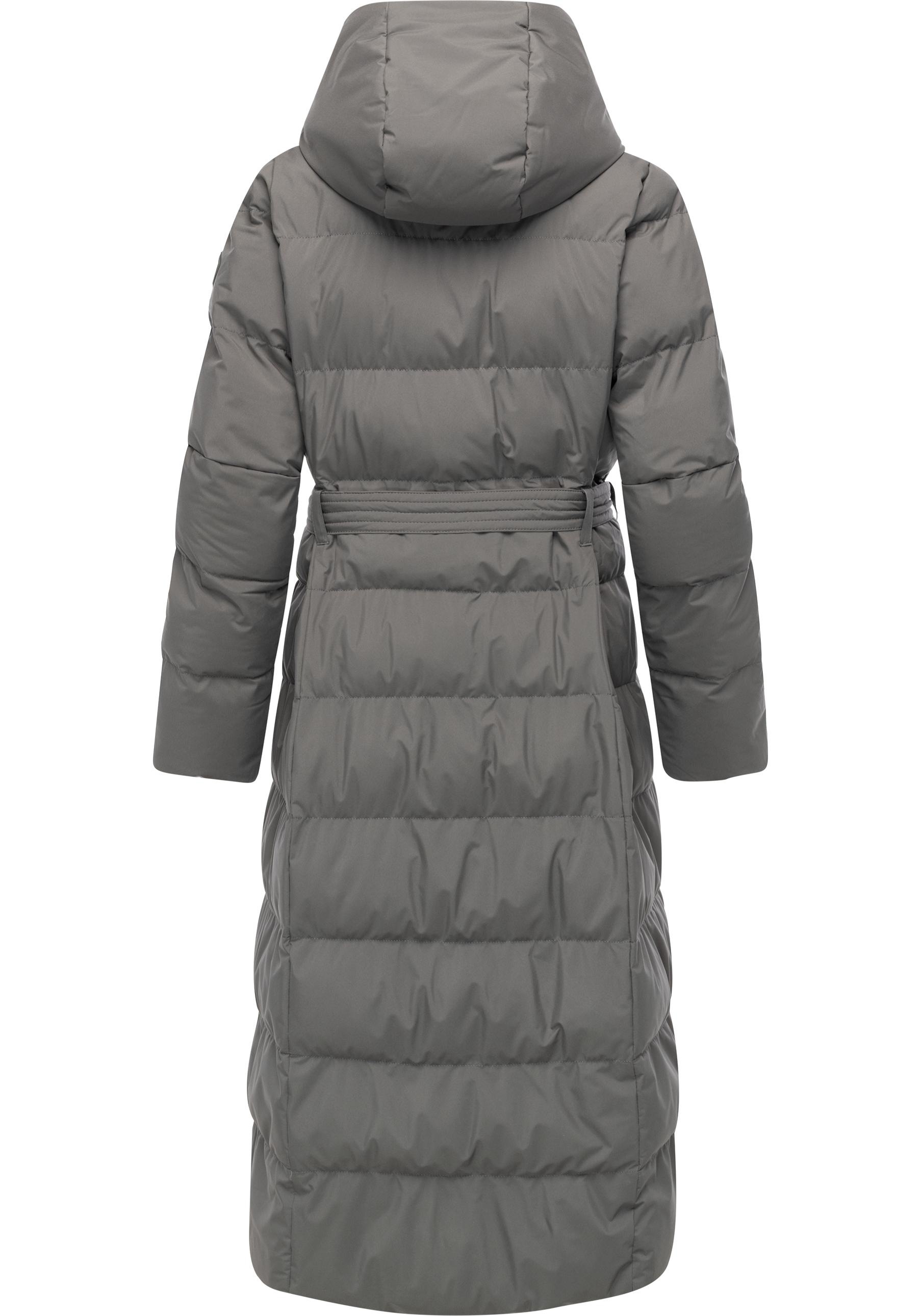 Ragwear Steppmantel »Niani Long«, Langer warmer Wintermantel mit Bindegürtel
