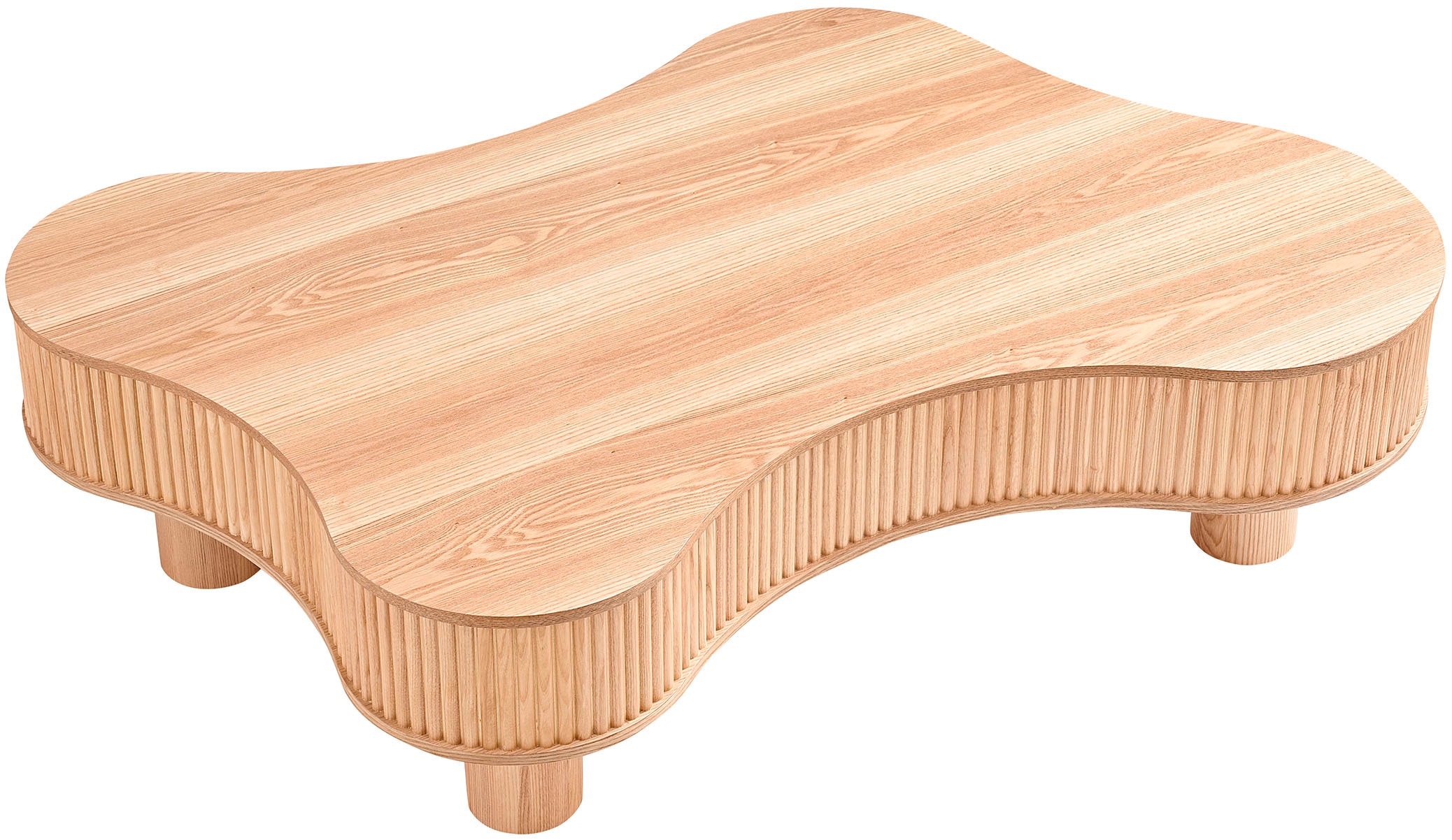 SalesFever Couchtisch »Wohnzimmertisch organisch mit Massivholz-Lamellen 115 x 75 cm« 1 Stk. tlg. Stilvoller & moderner Holztisch mit Echtholzfurnier
