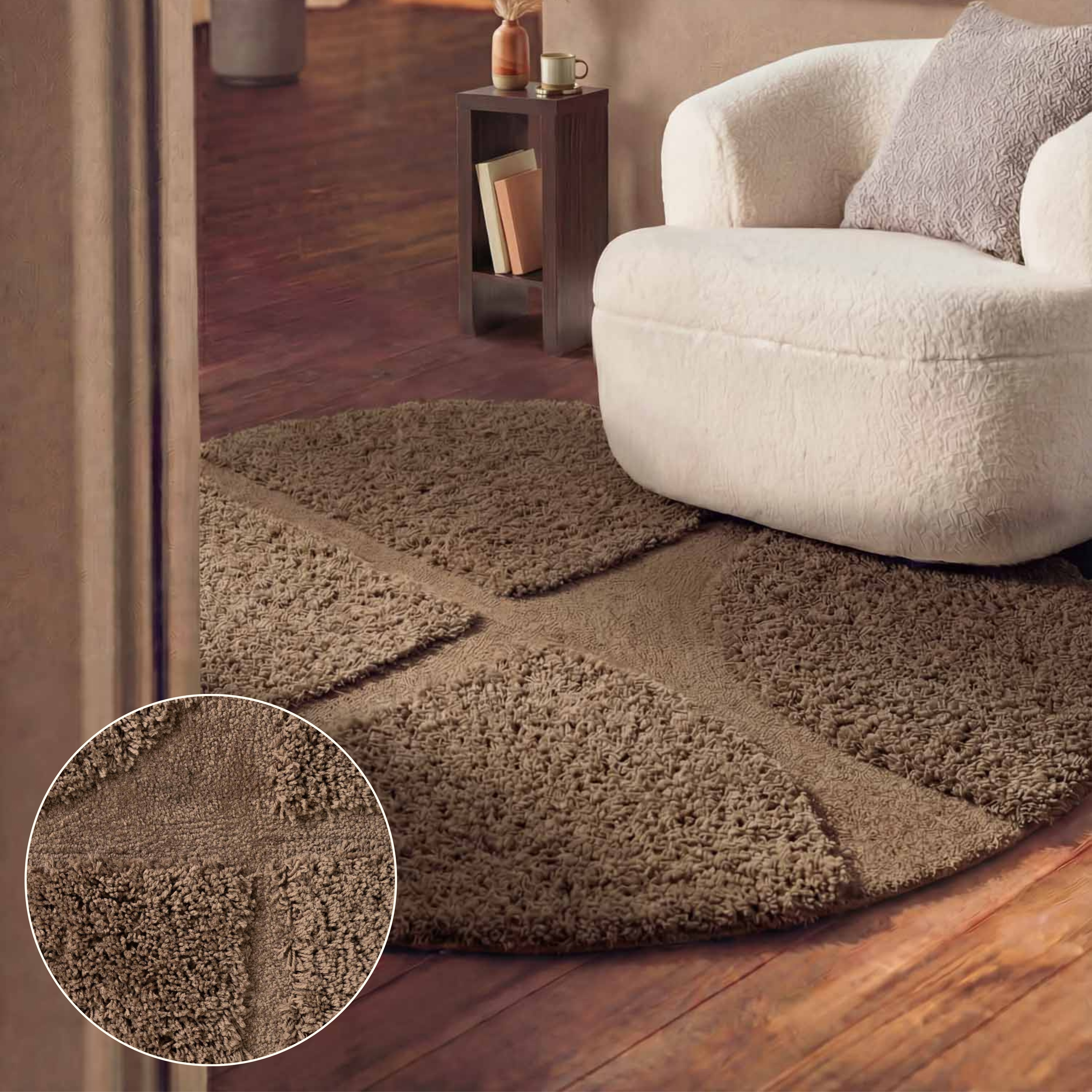 Ted Baker Hochflor-Teppich "Jasper, auch in rund" rund 25 mm Höhe Hoch-Tief-Struktur, Weich, Shaggy, Modern, Wohnzimmer, Schlafzimmer