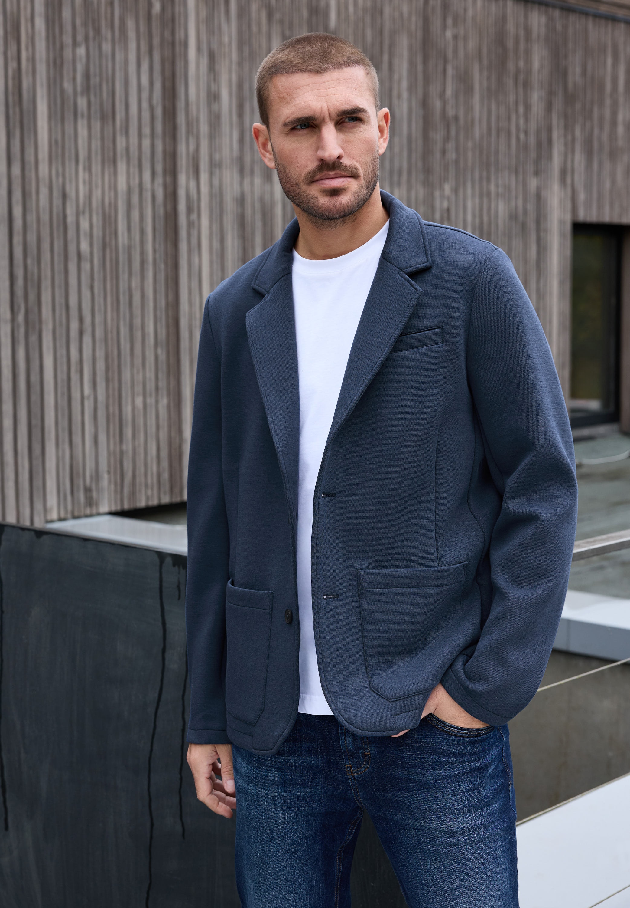 STREET ONE MEN Blouson ohne Kapuze aus elastischem Materialmix