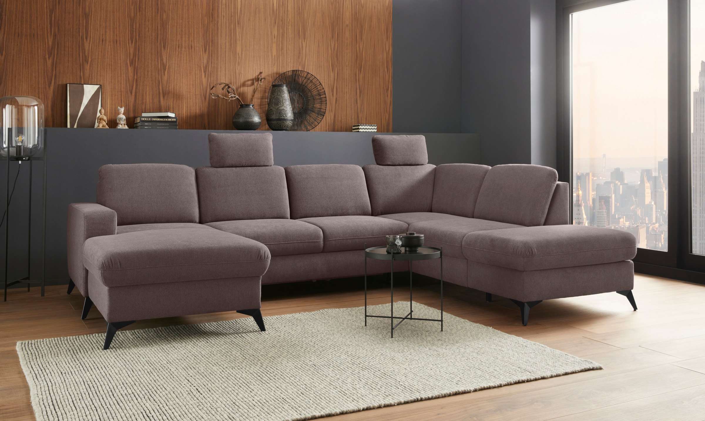 PLACES OF STYLE Wohnlandschaft "Lolland U-Form" Wahlweise mit Bettfunktion günstig online kaufen