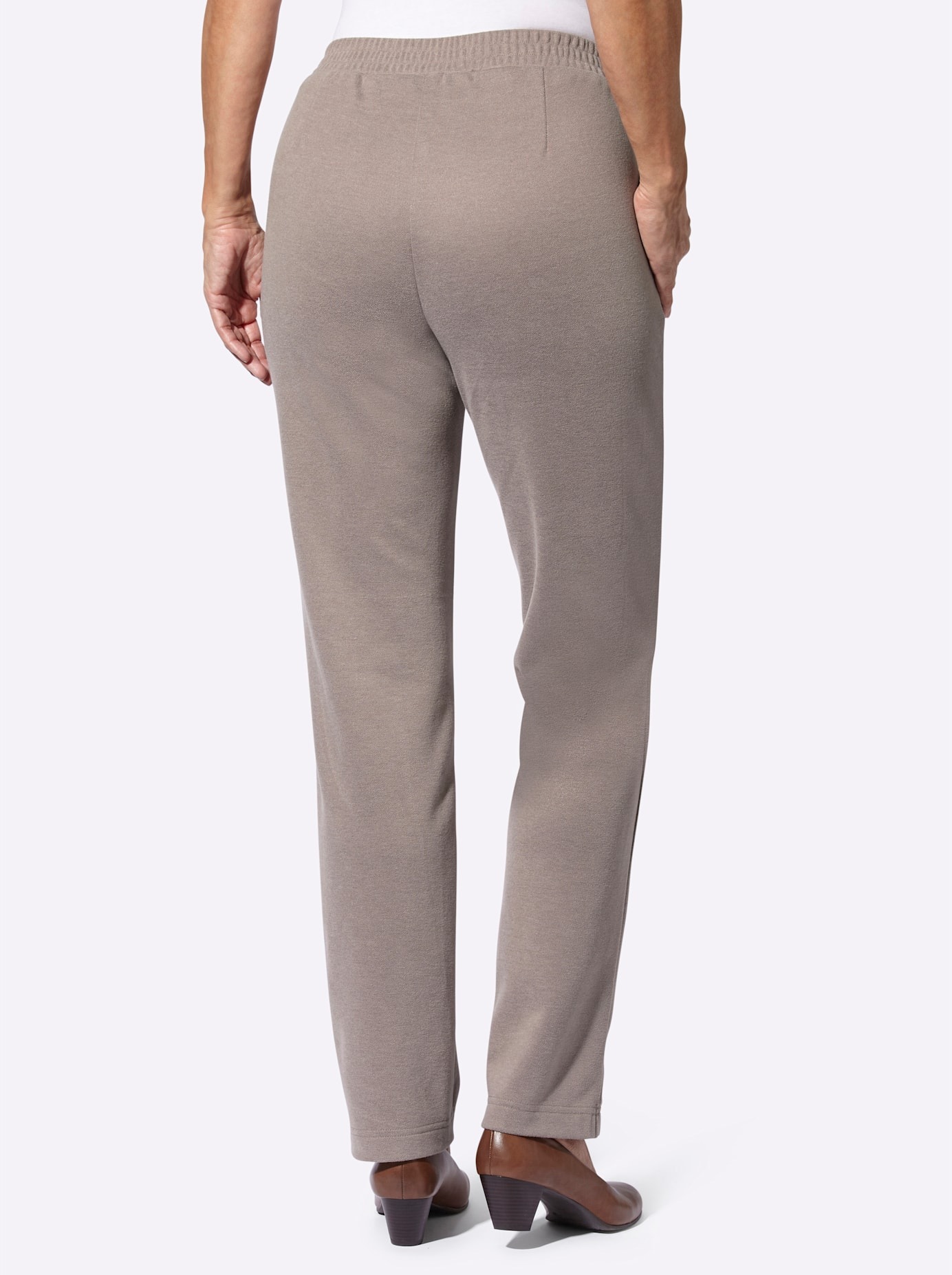 Schlupfhose CLASSIC BASICS, Damen, Gr. 40, Normalgrößen, grau (taupe, meliert), 83% Polyester, 15% Viskose, 2% Elasthan, meliert, lang, Hosen Schlupfhose 3