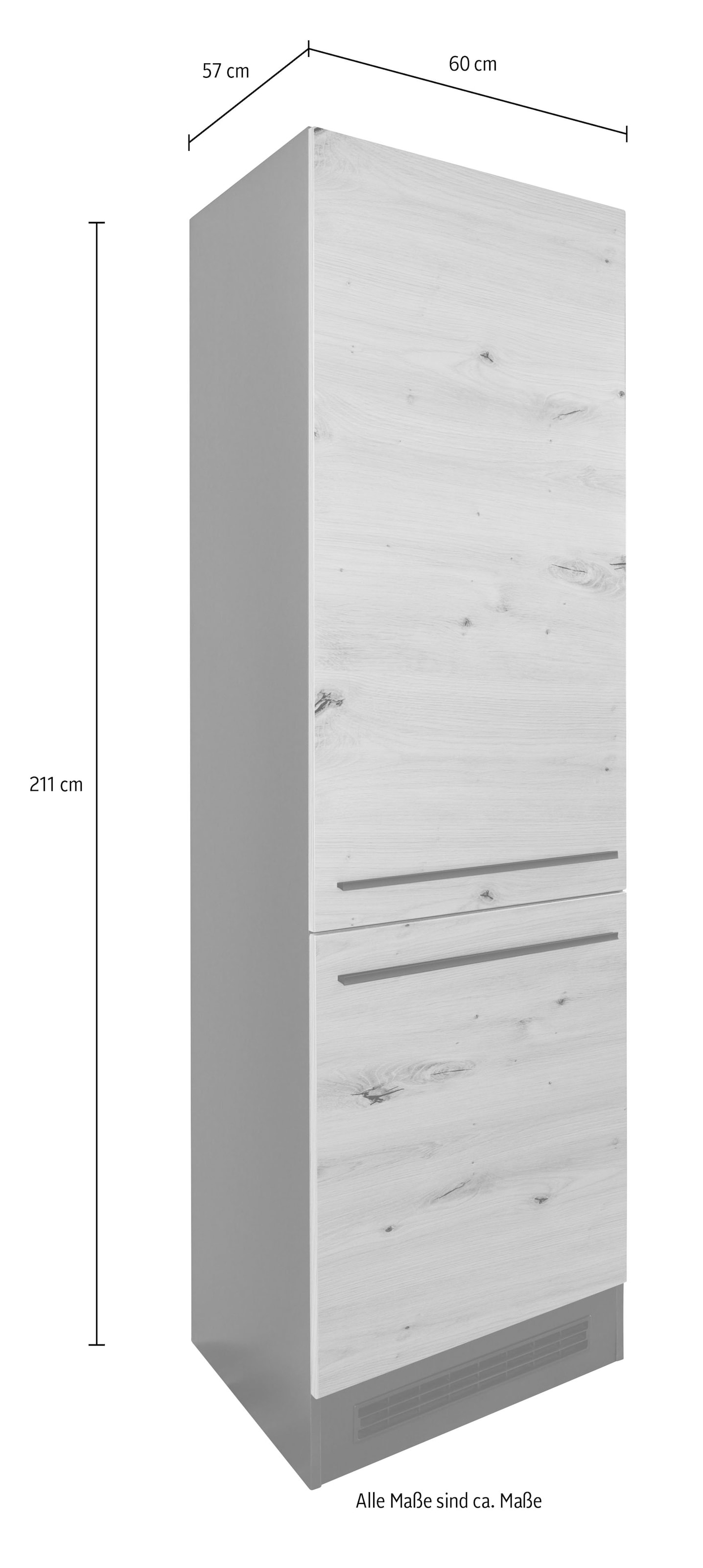 BASIC by Balculina Kühlumbauschrank »Jazz 60er Kühlumbauschrank, Küchenschrank BxHxT 60x211x57 cm«, (1 St.), Kühlumbauschrank mit 2 Türen und 3 Einlegeböden