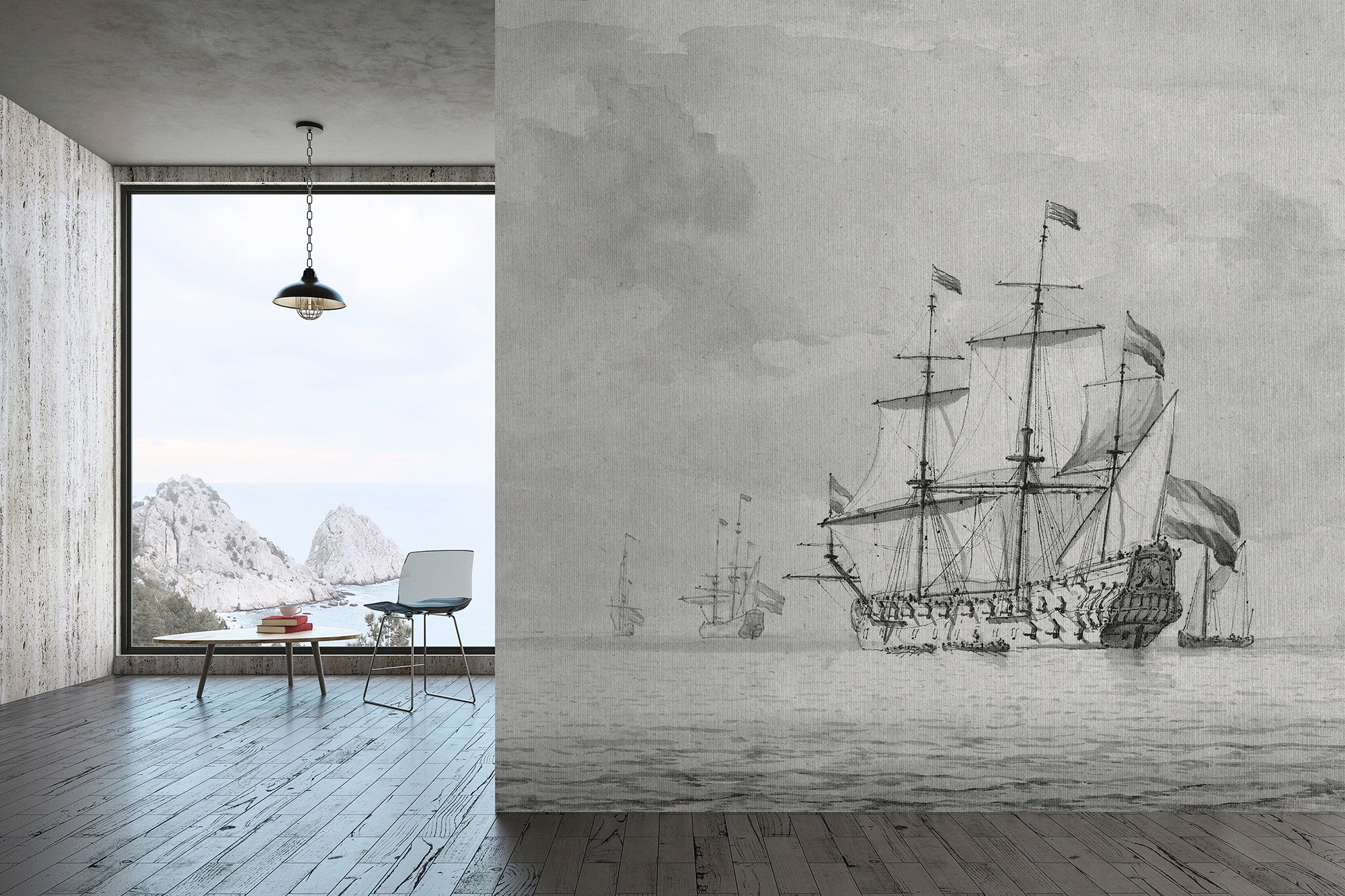 living walls Fototapete »Walls by Patel On The Sea«, Fototapete Meer on the sea 5,00 m x 2,70 m 200g Vlies Premium Tapete