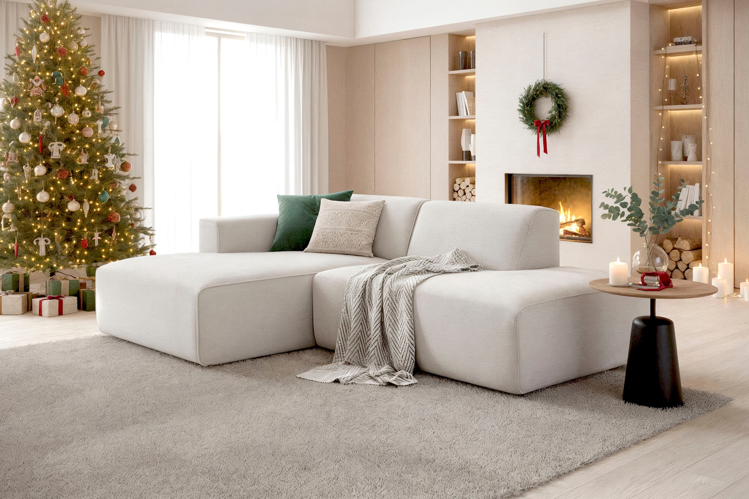 Columbia Ecksofa "Noord mit Kedernaht, Breite 227 cm, L-Form" Cord, Struktu günstig online kaufen