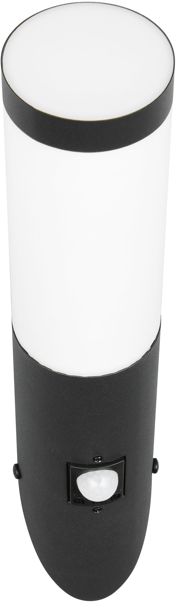 TRIO Leuchten Außen-Wandleuchte »TRIOTO, Outdoor Wandlampe Edelstahl, Wandfackel exkl 1x E27 max 25W«, 1 flammig, Leuchtmittel E27 | Leuchtmittel wechselbar, röhrenförmige Hauswand Beleuchtung, Bewegungsmelder, IP44 39cm hoch