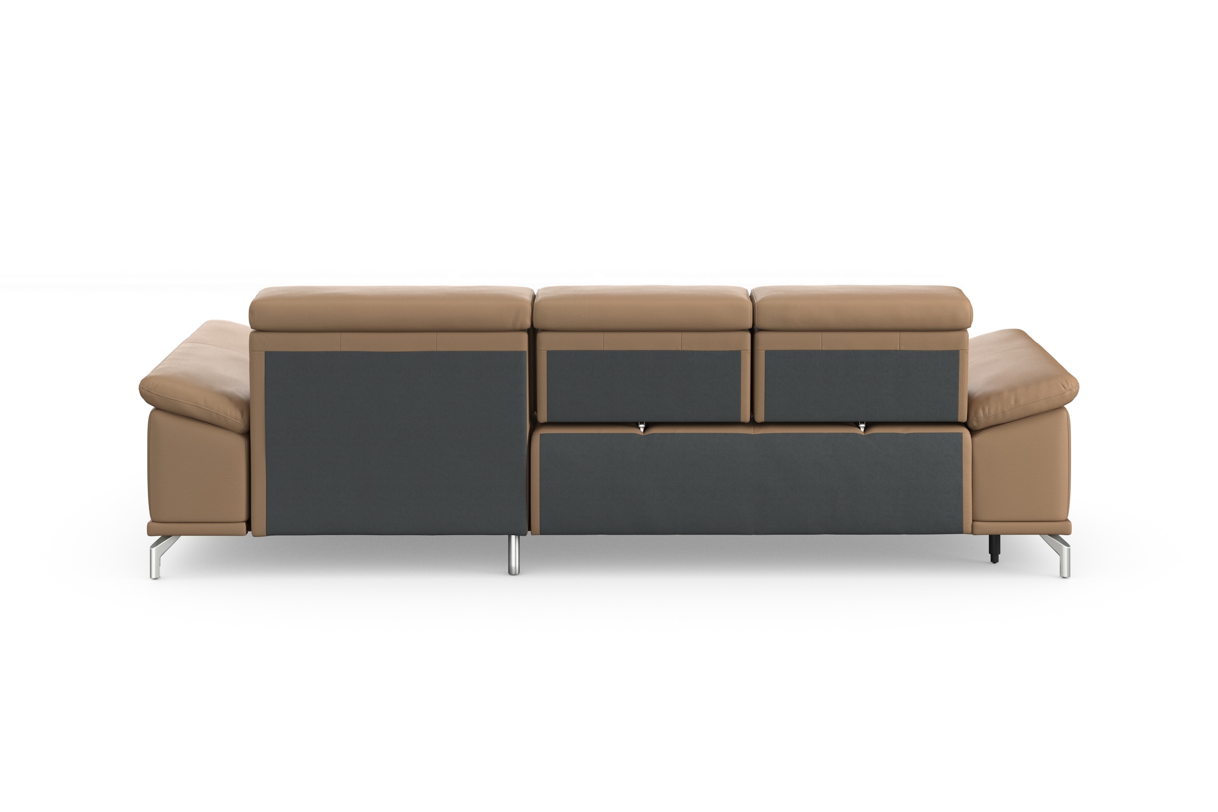 sit&more Ecksofa »Cabrio L-Form, mit Sitztiefenverstellung, Arm- und Kopfteilverstellung«, 2 Nierenkissen, Federkern, optional Bettfunktion und Stauraum