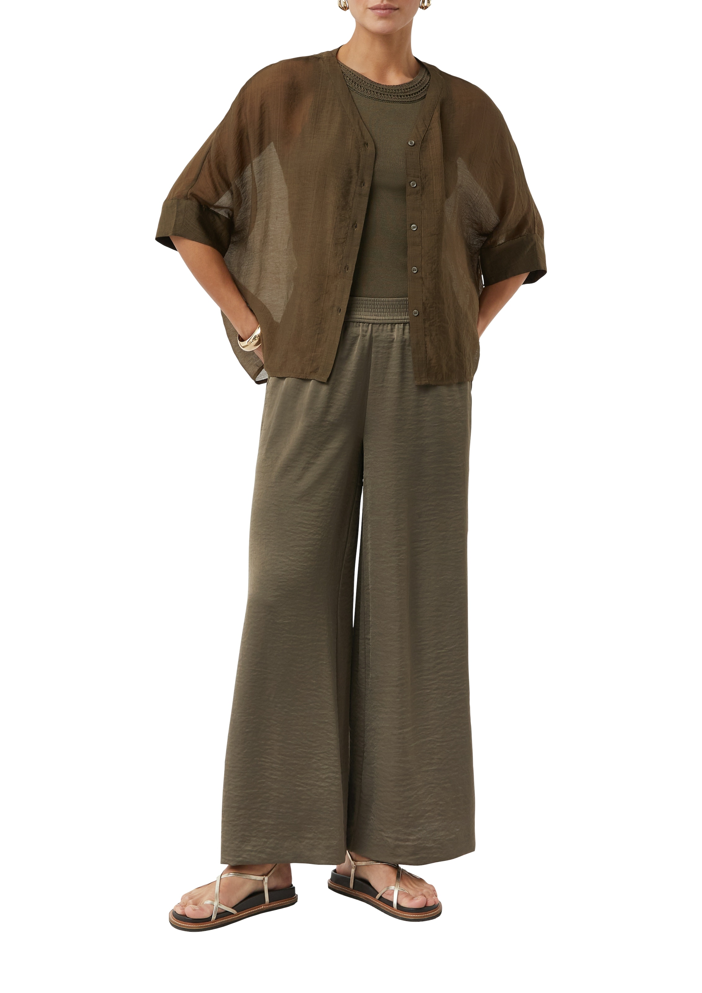 Comma Shirtbluse, im transparenten Look und mit Knopfleiste