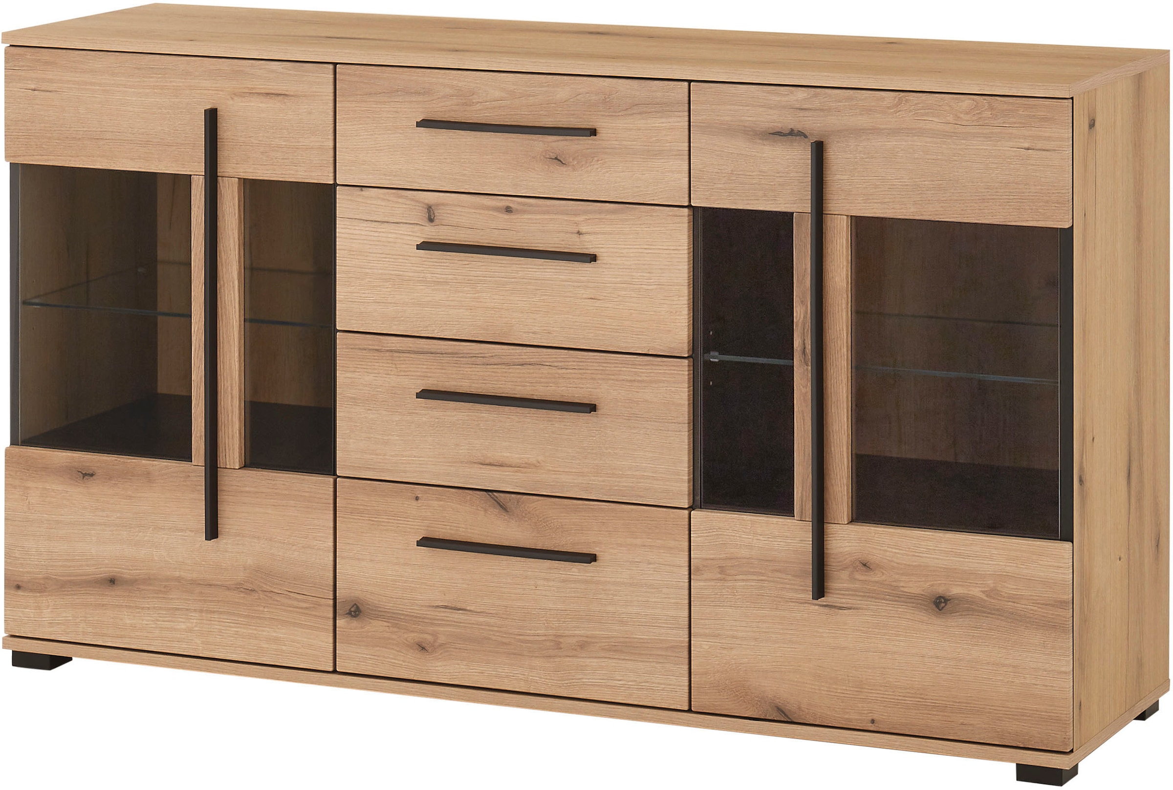 INOSIGN Sideboard »Cantara, moderner Schrank, Kommode in Eiche Evoke oder weiß«, schwarze Stangengriffe, ausreichend Stauraum, vielseitig einsetzbar