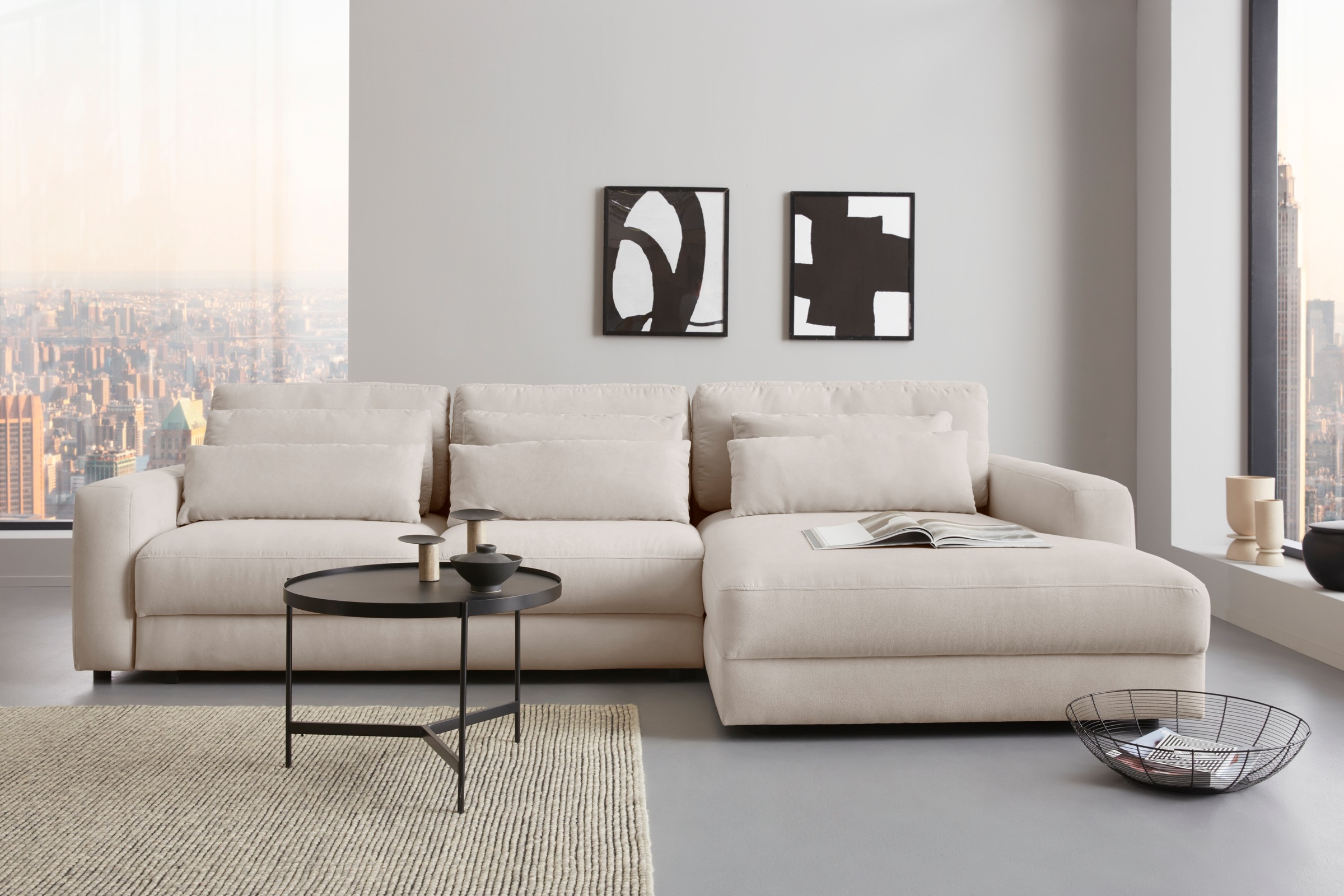Home affaire Ecksofa "Bloomfield, bequem und elegant, Breite 303cm, L-Form" mit Bettfunktion und Bettkasten, Unser Dauertiefpreis