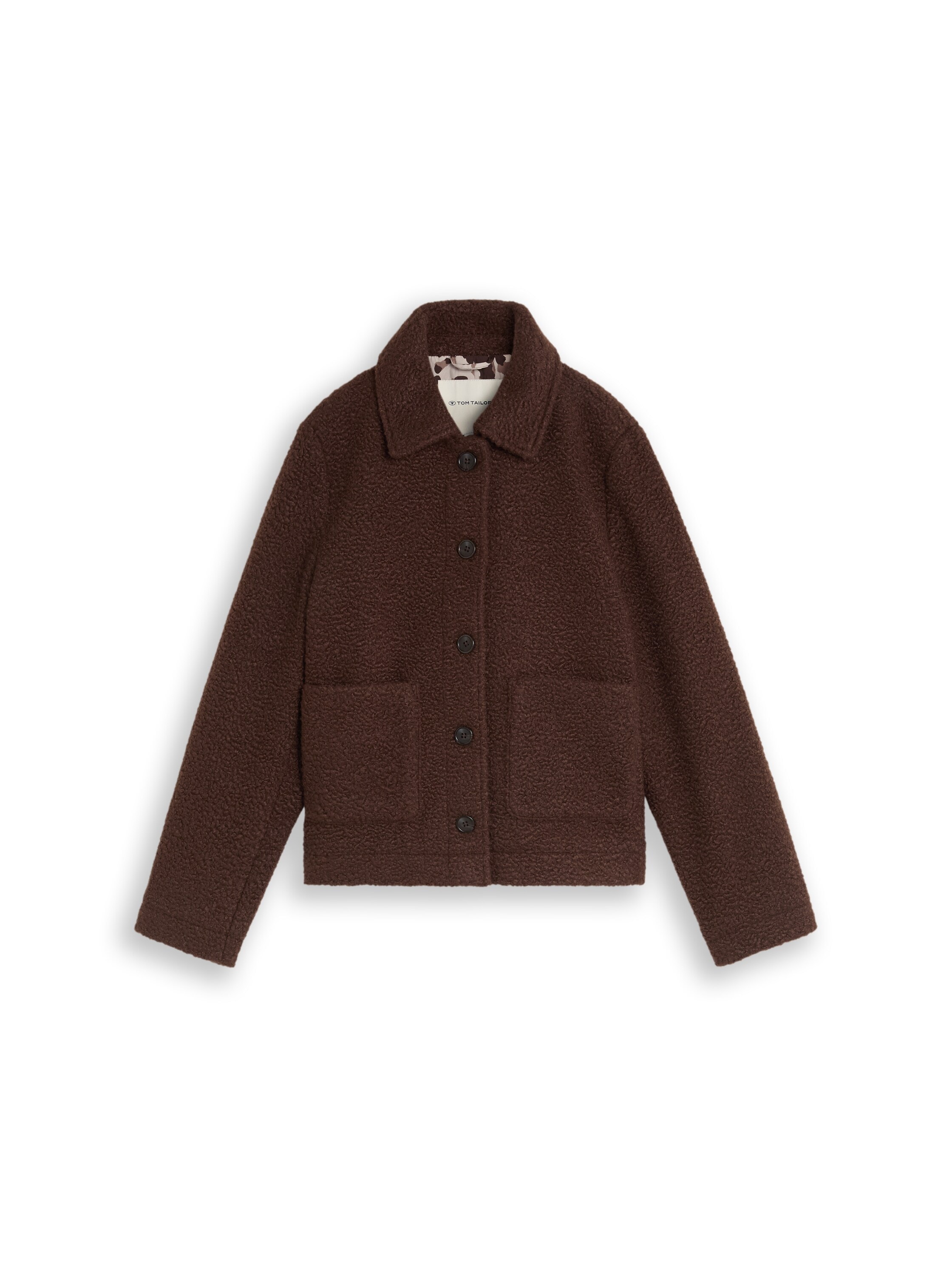 TOM TAILOR Fleecejacke ohne Kapuze mit Hemdkragen und Knopfleiste