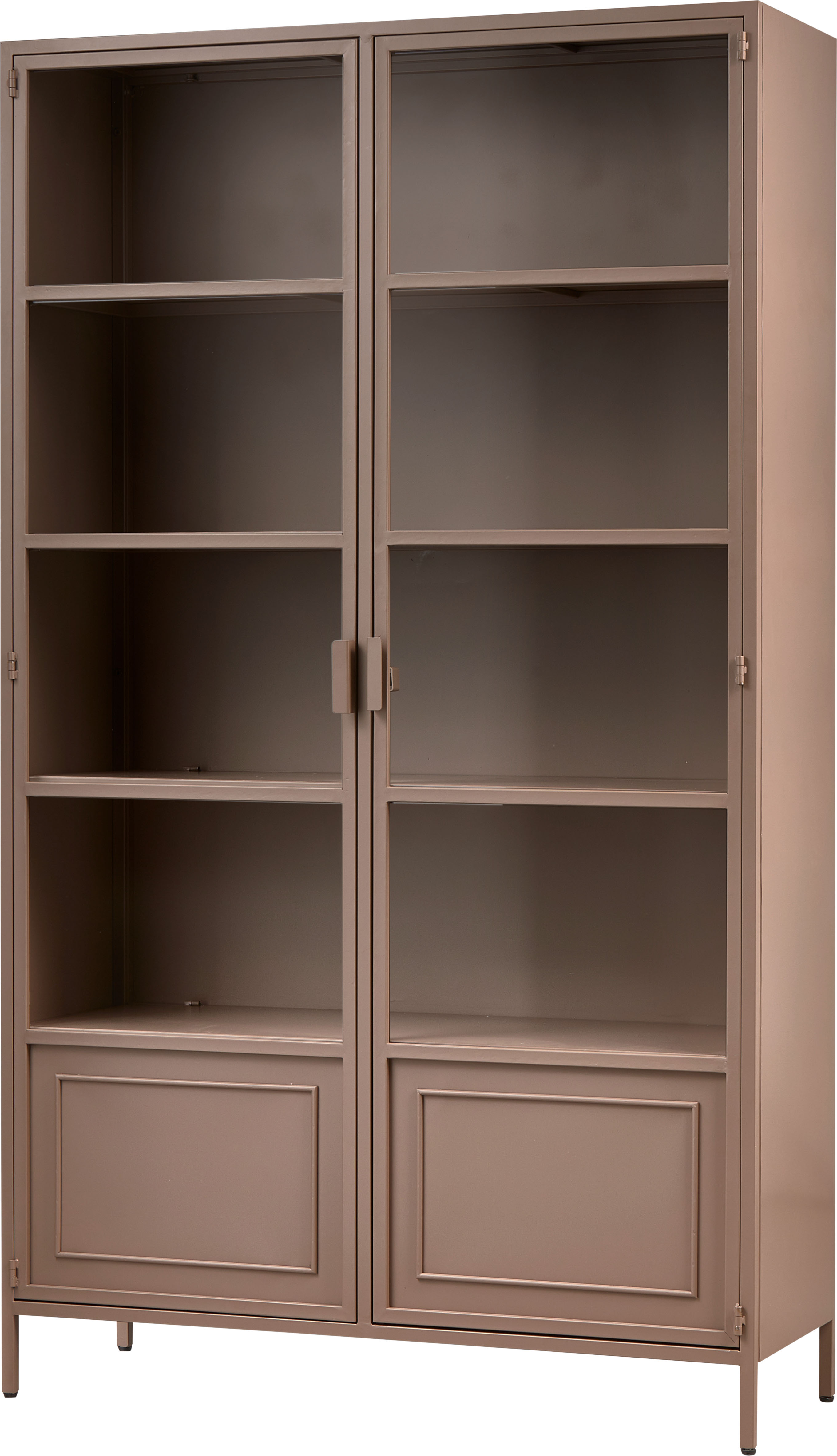 WOOOD Vitrine "Ronja XL Metall pulverbeschichtet mit Glastüren, H189 x B110 x T43 cm" Tragkraft 20 kg pro Boden, pfleigleicht, einfach zu montierbar