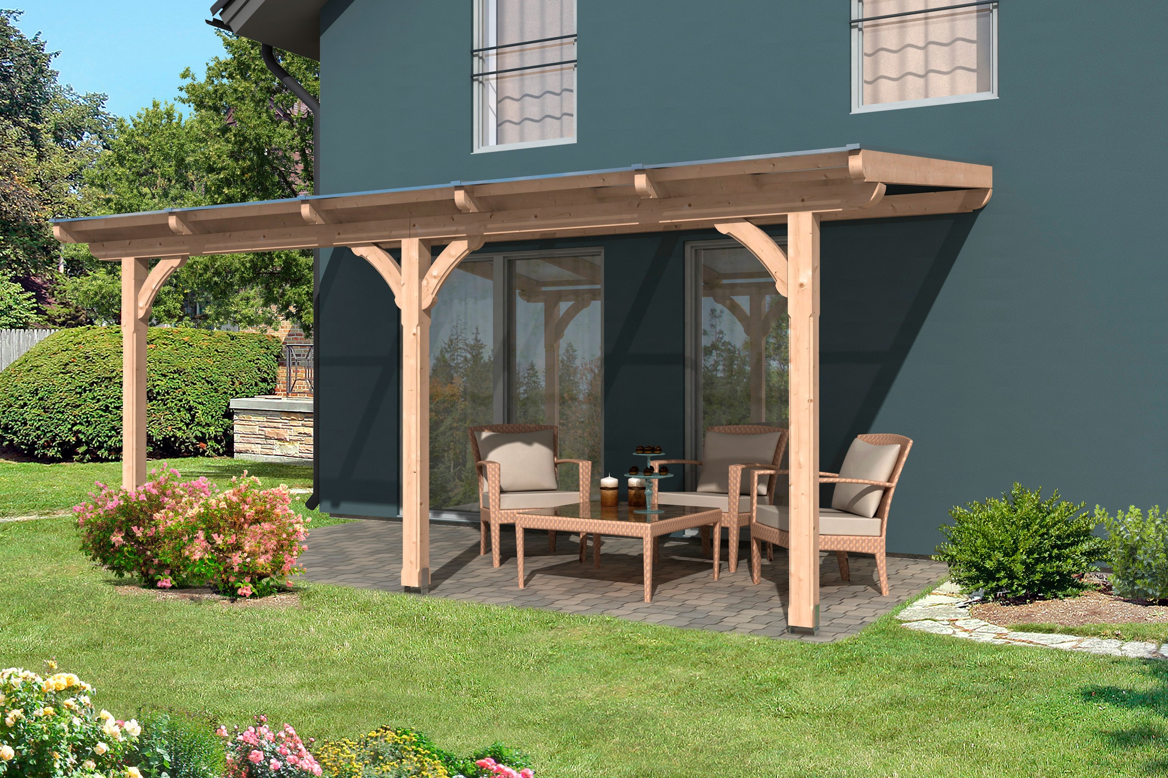 Skanholz Terrassendach »Rimini«, 541 cm Breite, verschiedene Tiefen