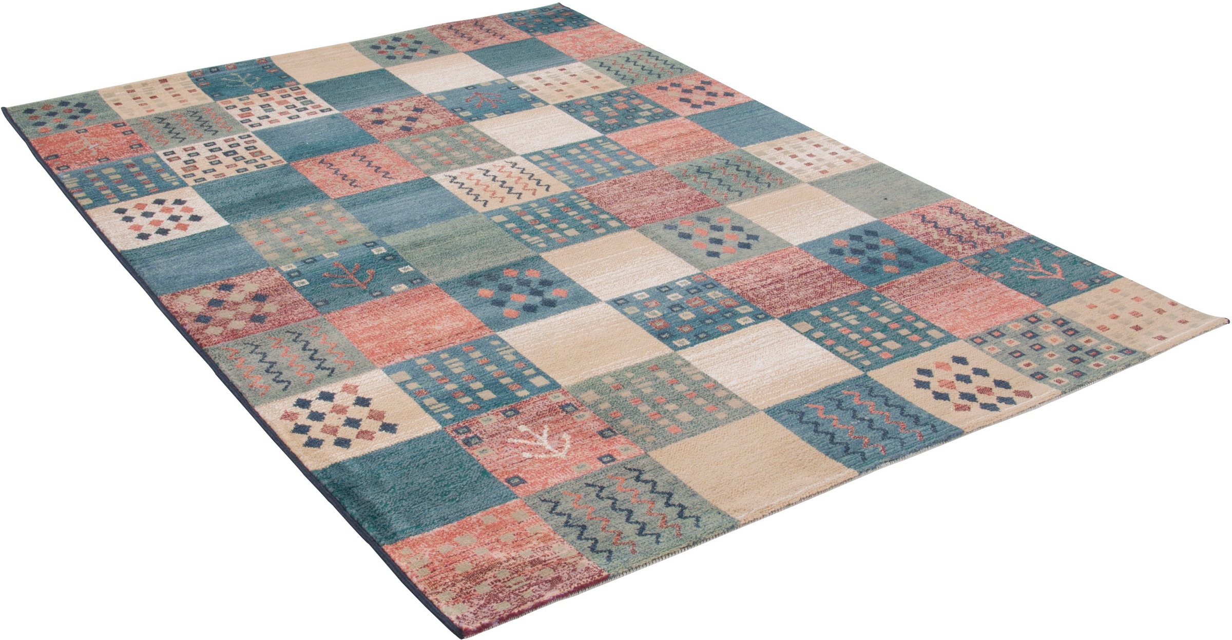 THEKO Teppich "Gabiro 2274" rechteckig 10 mm Höhe Kurzflor, Patchwork Desig günstig online kaufen