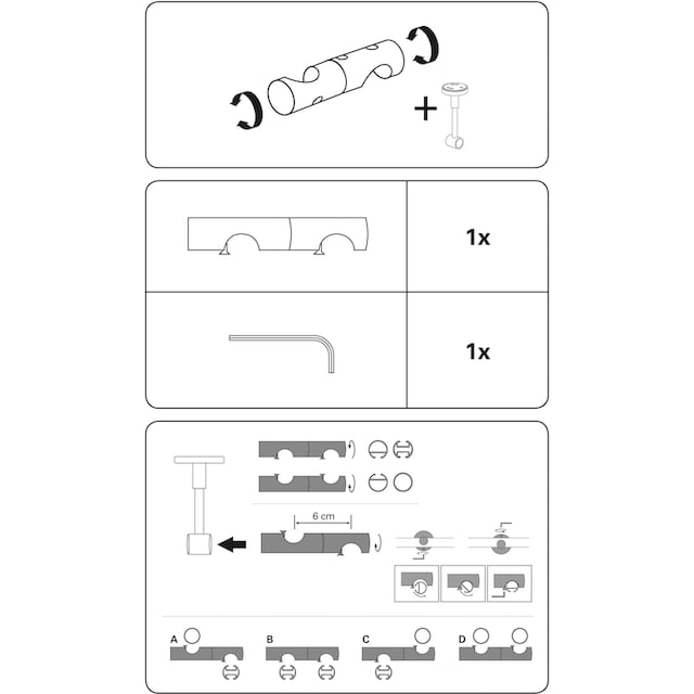 GARDINIA Deckenträger Adapter »Verbindungselement für Gardinenstangen«, (1  St.), Serie Einzelprogramm Chicago Ø 20 mm kaufen | BAUR