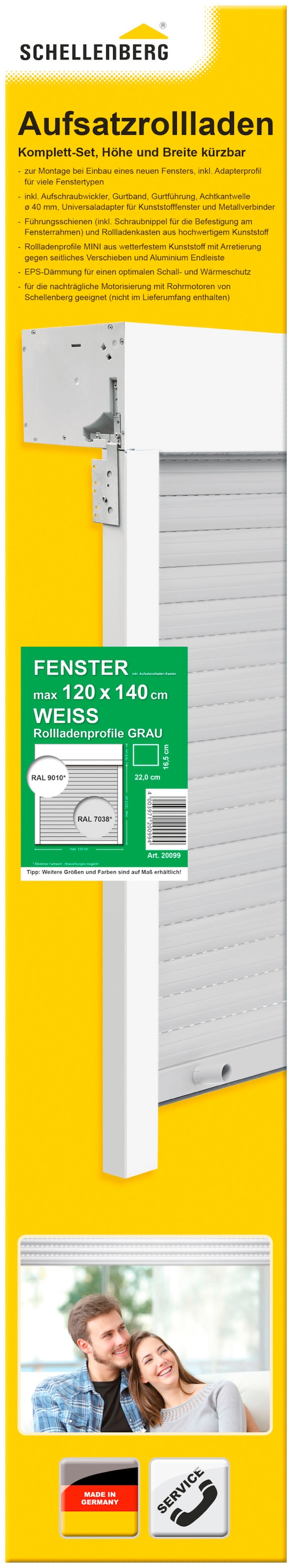 SCHELLENBERG Aufsatzrollladen "Set für Fenster, Mini System für 60 mm Stahlrohrwelle,", (Set), PVC Jalousie, in verschie