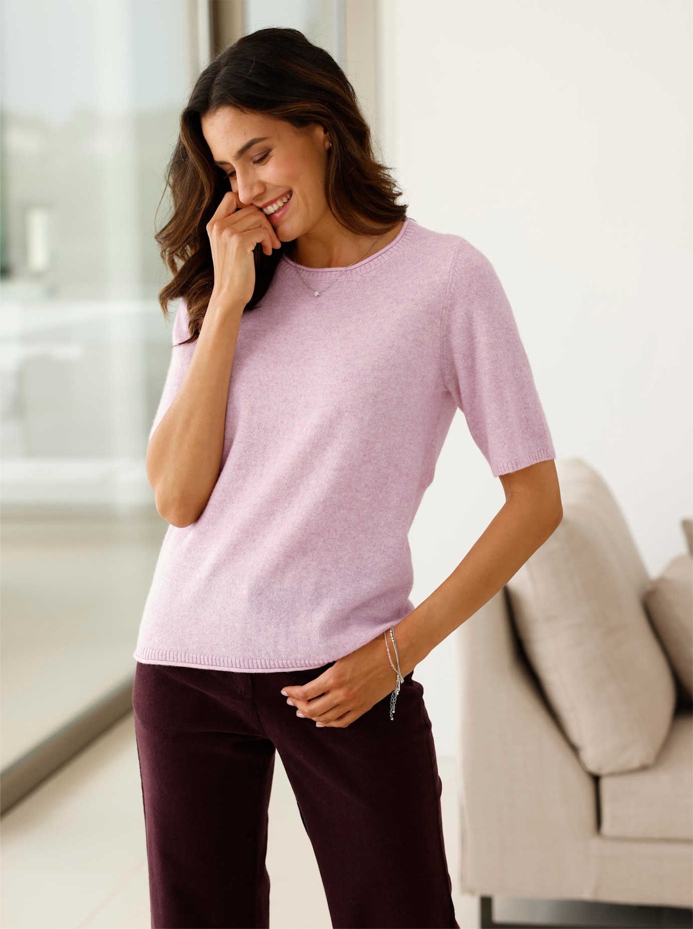 Inspirationen Kurzarmpullover "Feinstrick-Pullover" günstig online kaufen