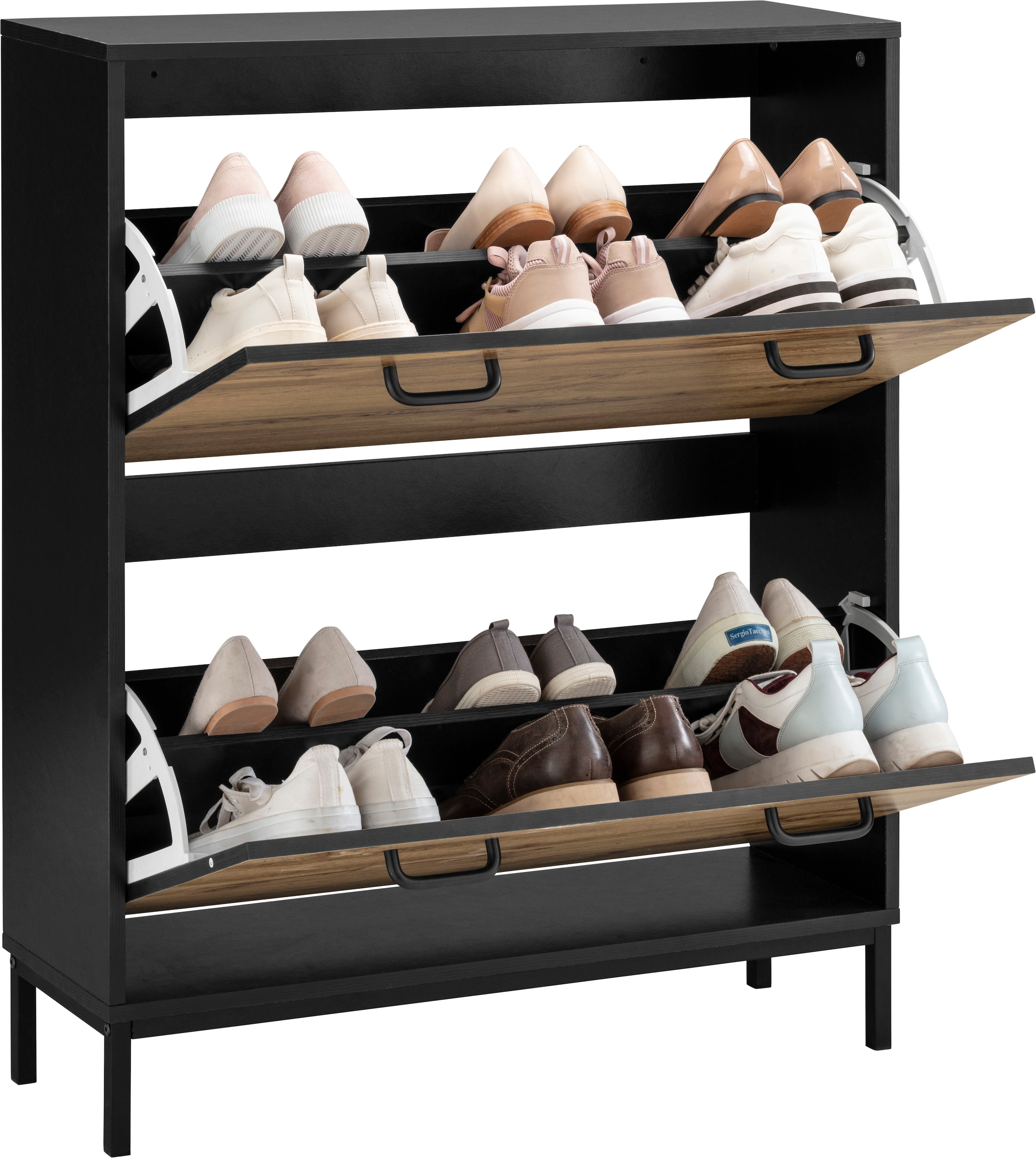 Places of Style Schuhschrank »Rocco«, mit 2 Klappen, Griffe aus Metall, Breite 80 cm, Höhe 100,5 cm