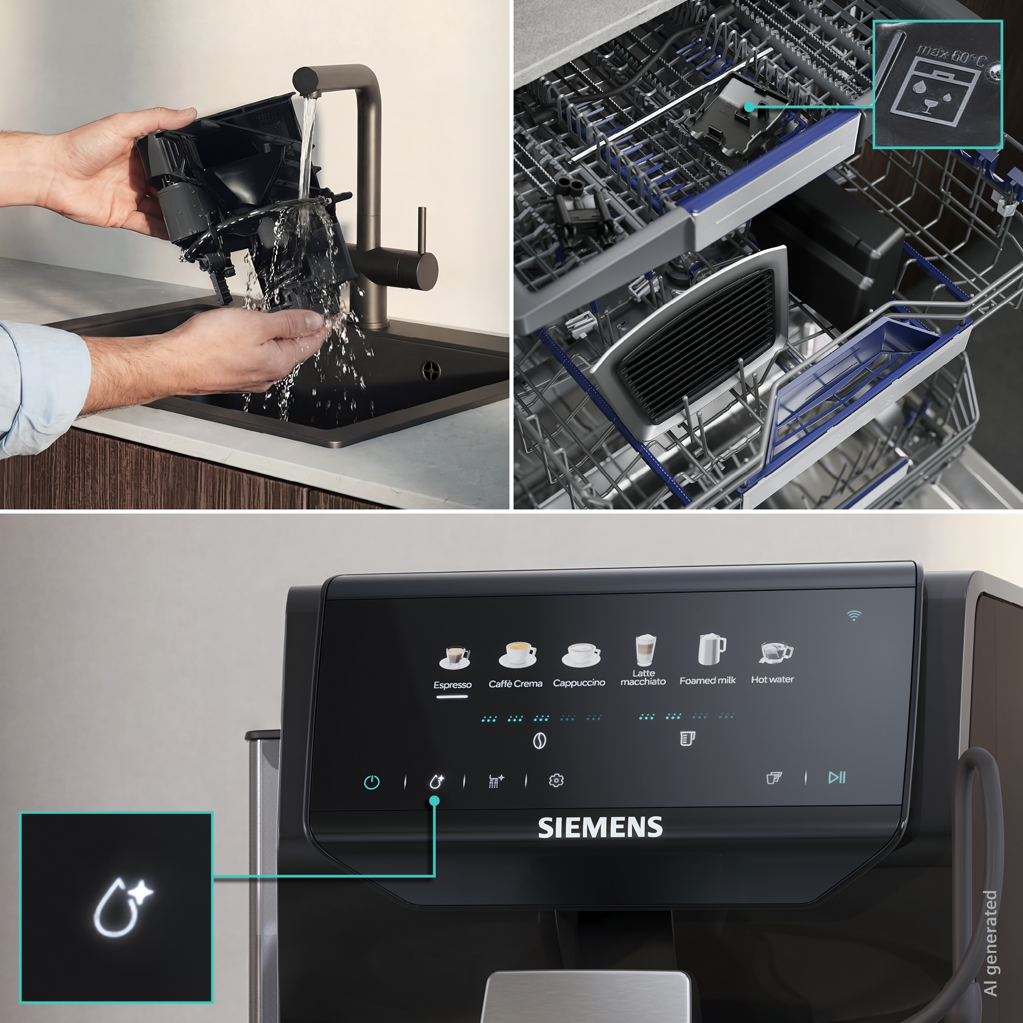 SIEMENS Kaffeevollautomat »EQ500 TP551E07, Doppeltassenfunktion, 6 Getränke, einfache Reinigung« mit Milchschlauch, Keramikmahlwerk, entnehmbare Brüheinheit, Schwarz