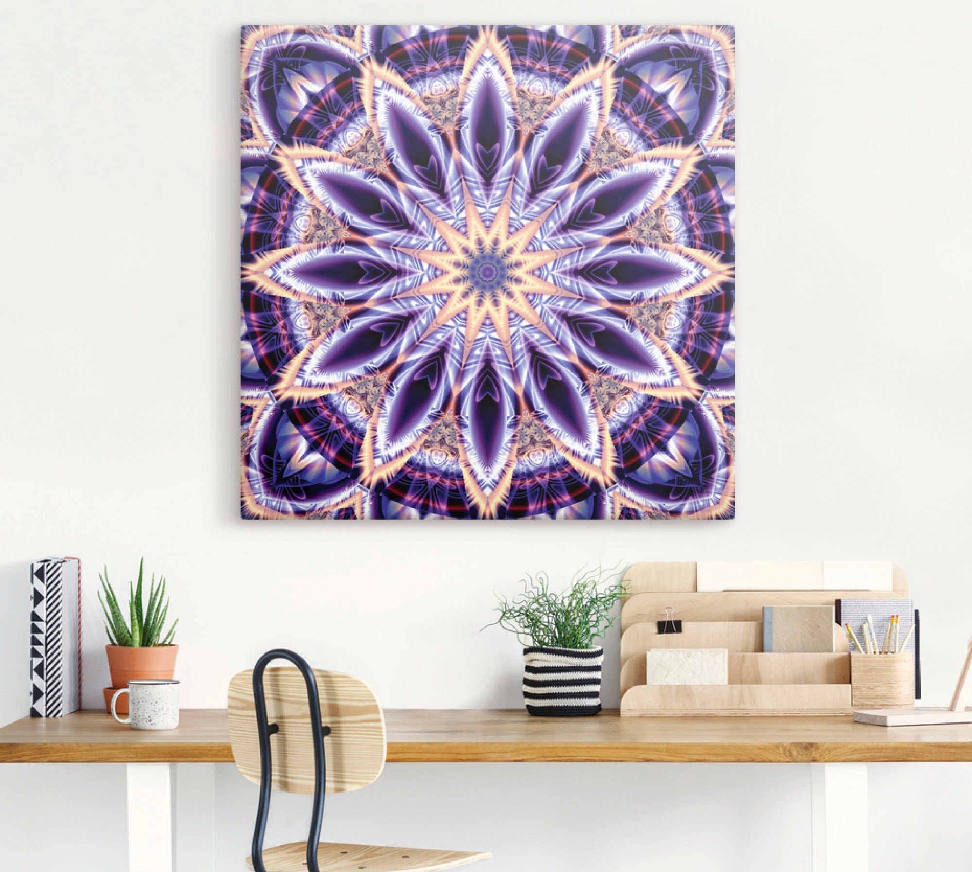 Artland Wandbild »Mandala Stern lila«, Muster, (1 St.), als Leinwandbild, Wandaufkleber in verschied. Größen