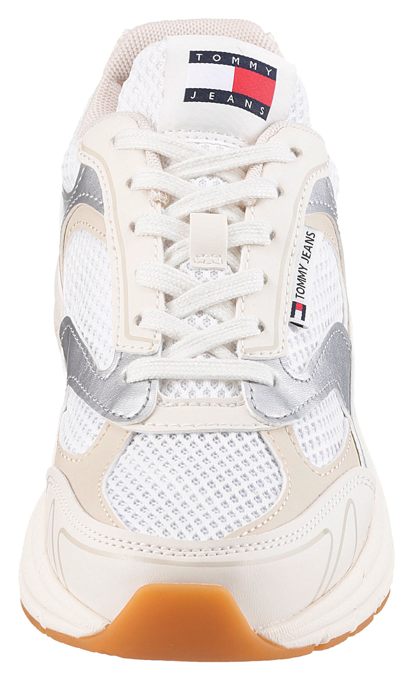 Tommy Jeans Keilsneaker »THE CONEY METALLIC«, Freizeitschuh, Schnürschuh, Halbschuh, Ugly-Sneaker, Logo-Aufnäher