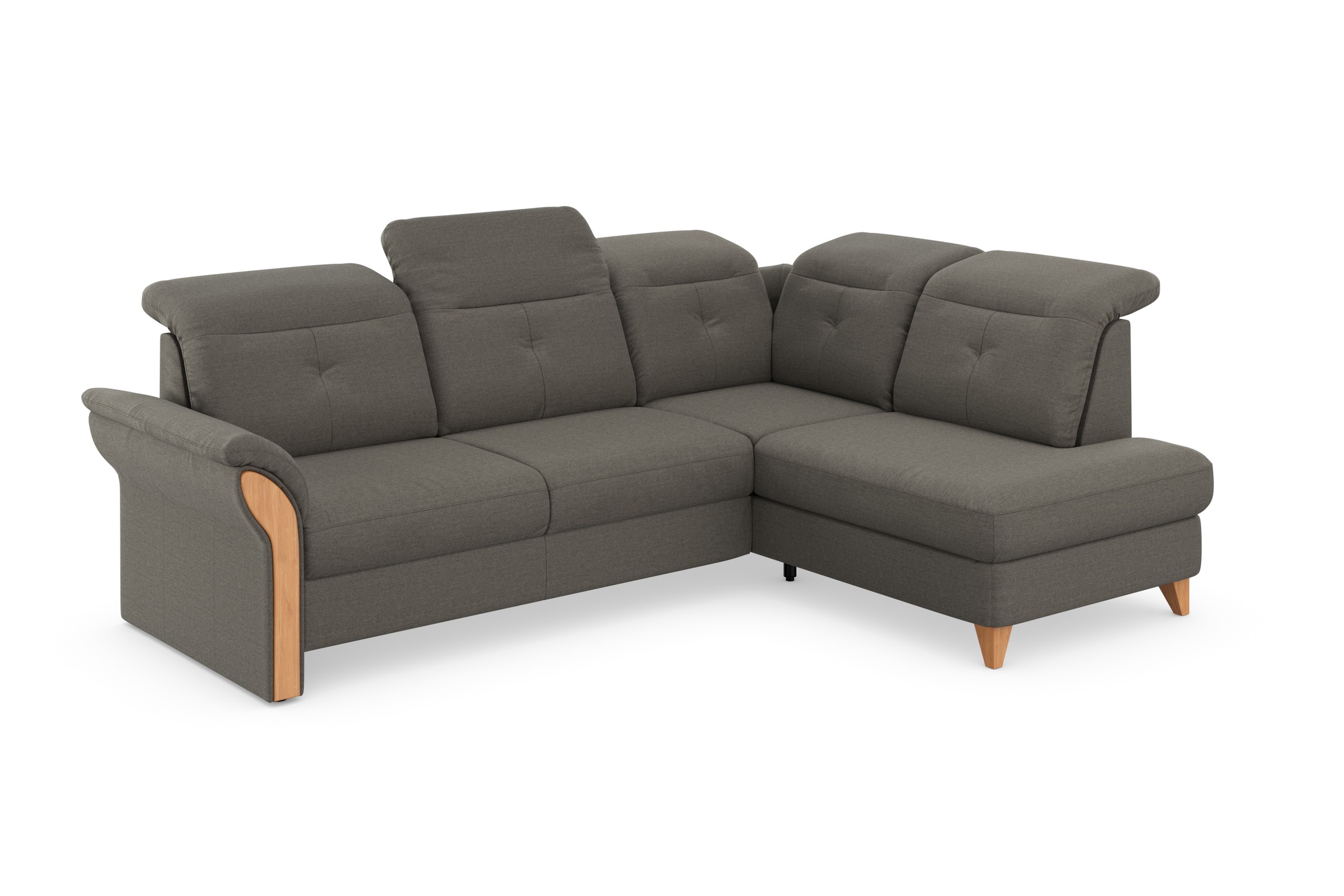 Ecksofa HOME AFFAIRE "Dangast L-Form", braun (schlamm), B:269cm H:92cm T:200cm, Luxus-Microfaser Euphora 100% Polyester, ;Easy Care: 98% Polyester, 2% Polyamid;Luxus-Microfaser Lederoptik: 100% Polyester, Sofas, Ecksofa, Kopfteilverstellung, wahlweise mit 9