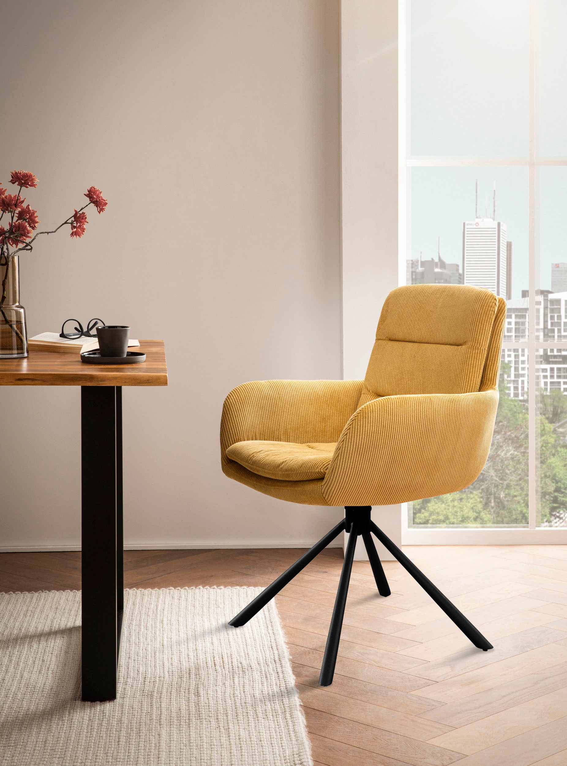 SalesFever Esszimmerstuhl "Pizzo Eleganter Armlehnstuhl" () 1 Stk.Cord-Essz günstig online kaufen