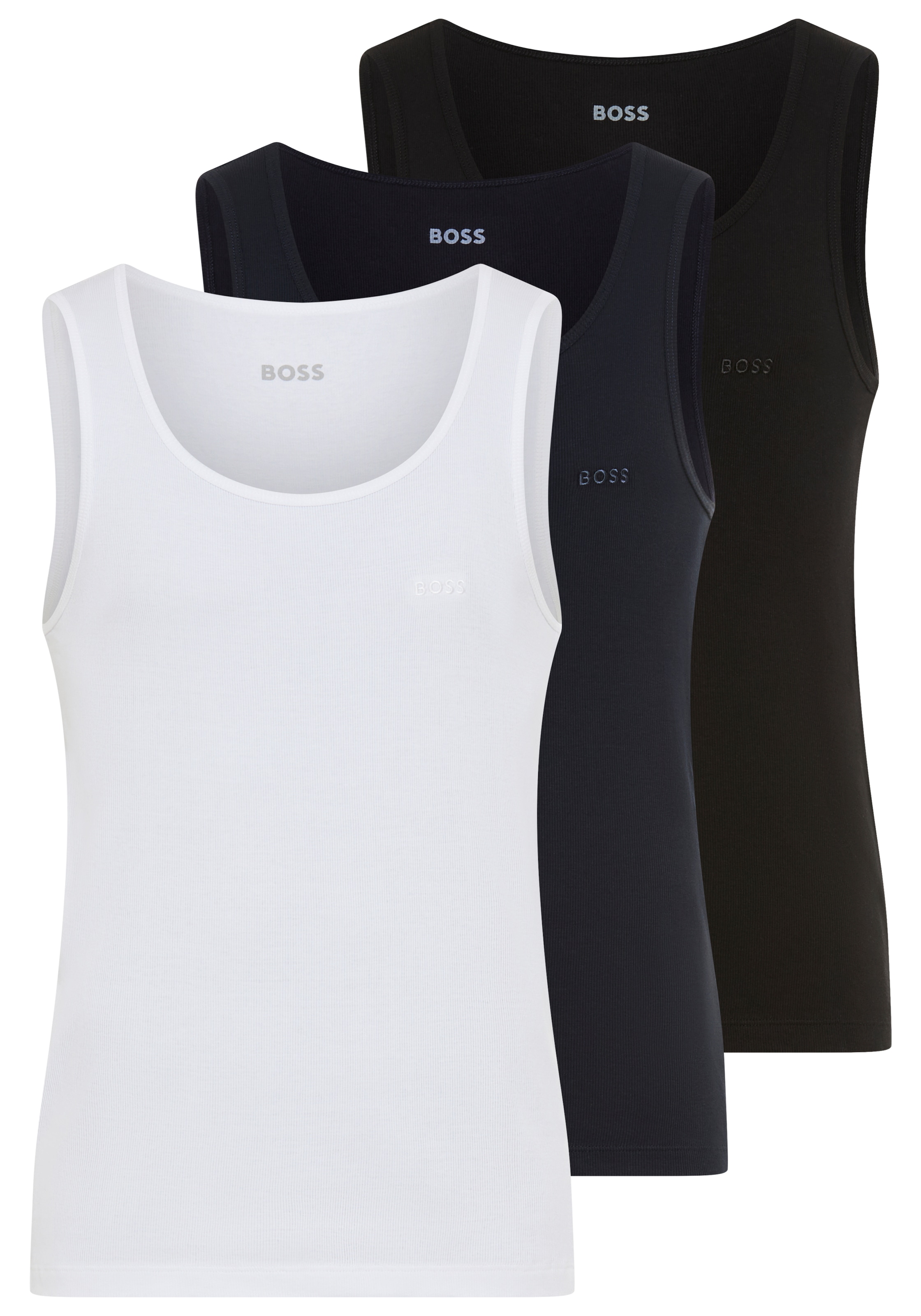 BOSS Tanktop "3P RibClassic BOSS ONE" Ton in Ton Stickerei auf der Brust günstig online kaufen