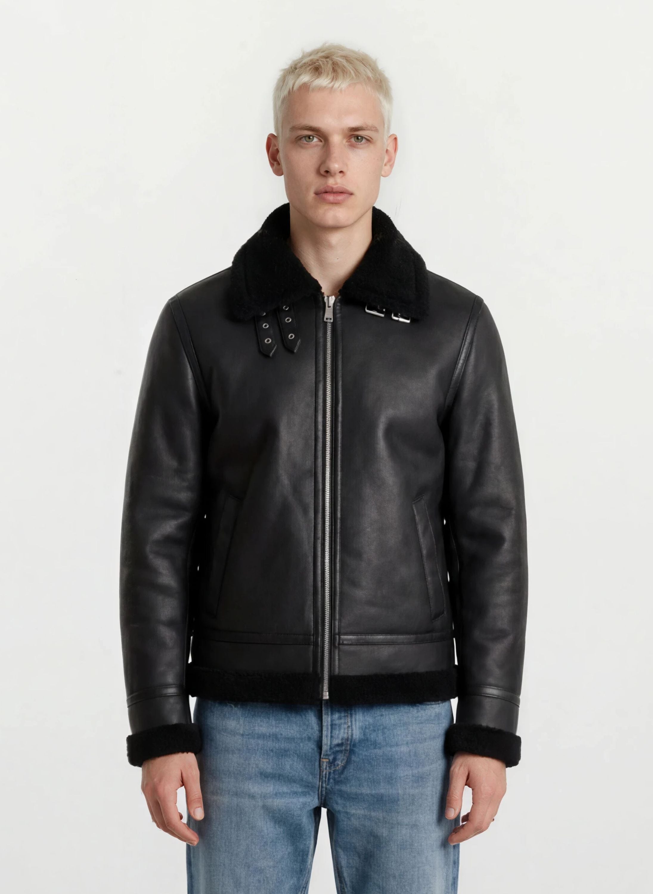 trueprodigy Lederjacke "Keno Oversize Lederjacke mit Pelzbesatz" ohne Kapuze