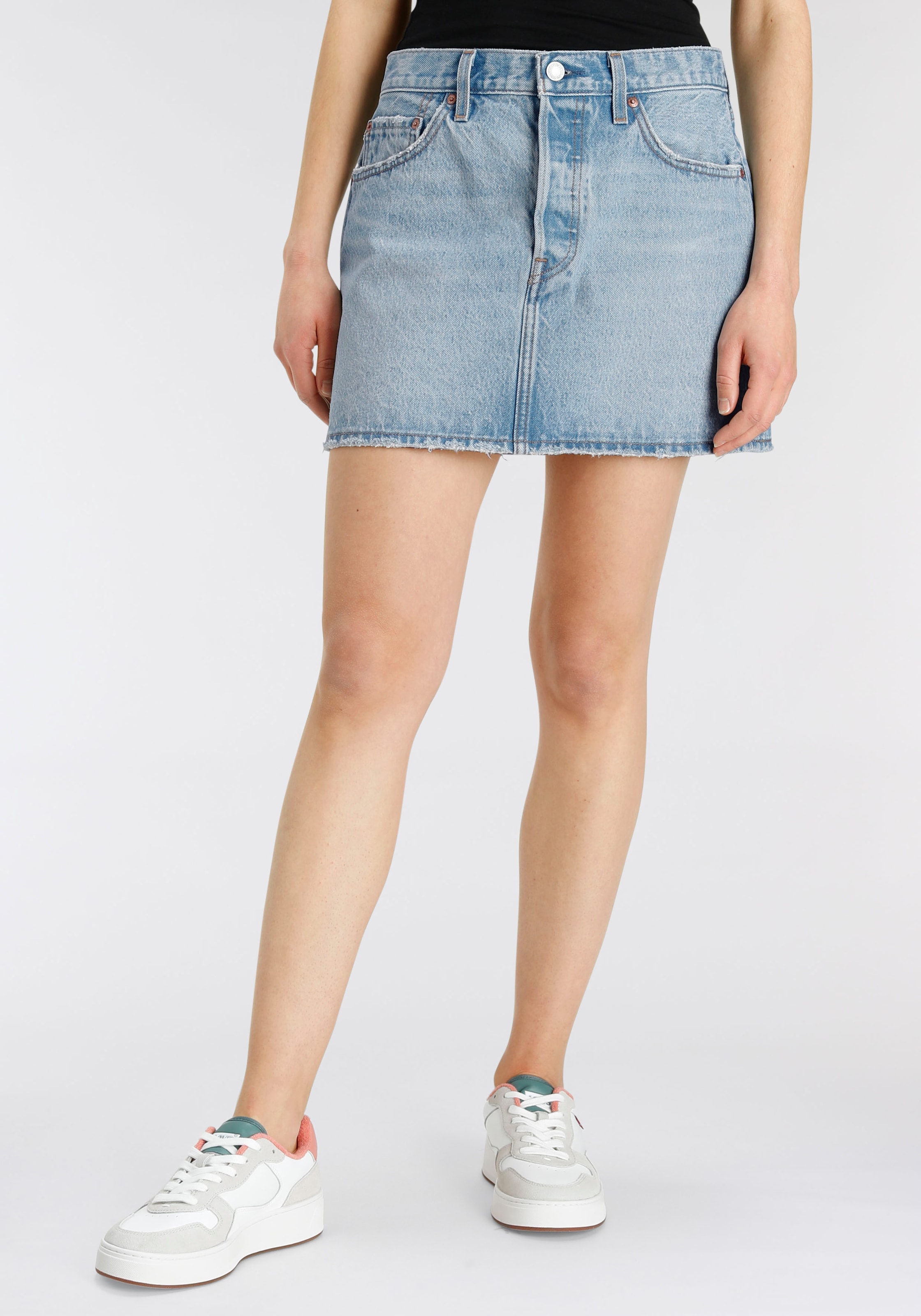 Levi's® Jeansrock »ICON SKIRT«, mit Used-Effekten und ausgefransten Kanten