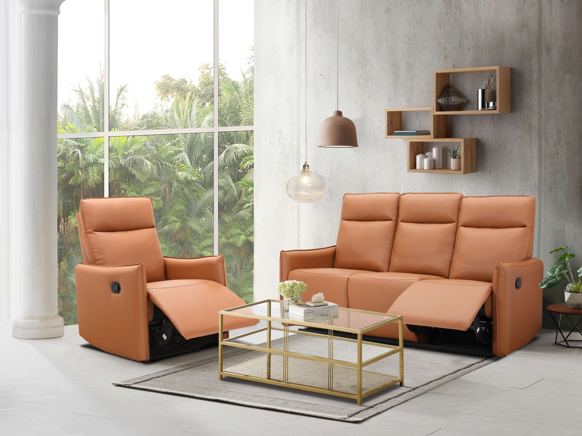 Dorel Home 3-Sitzer »Lugo, Kinosofa mit Reclinerfunktion in Kunstleder und Webstoff«, mit manueller Relaxfunktion in 2 Sitzen