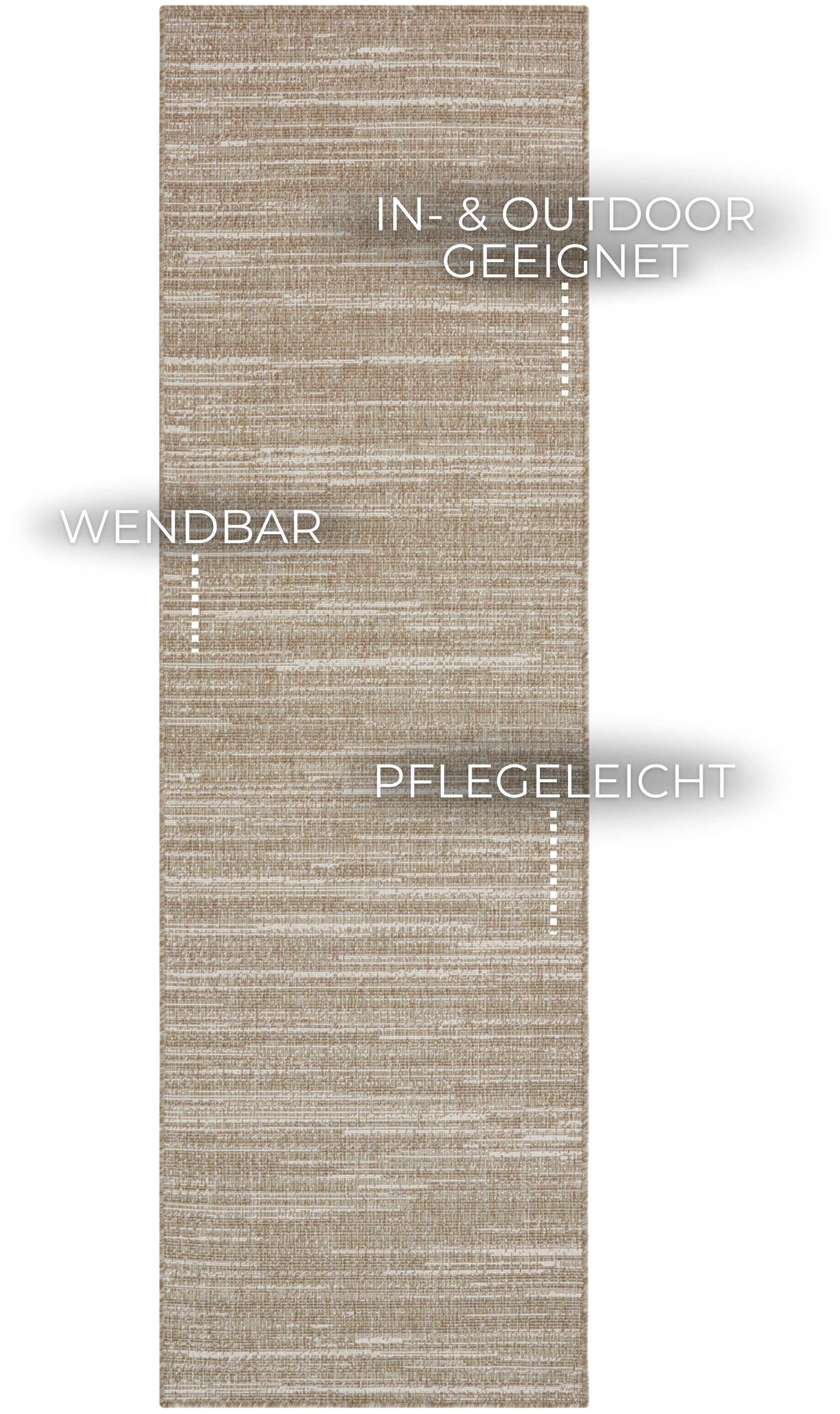 Läufer ELLE DECORATION "Mèlange", braun (braun, beige), B:80cm H:5mm L:350cm, Polypropylen, Teppiche, Läufer, Flachgewebe, In-& Outdoor, Modern, Wendeteppich, Balkon, Wohnzimmer 3