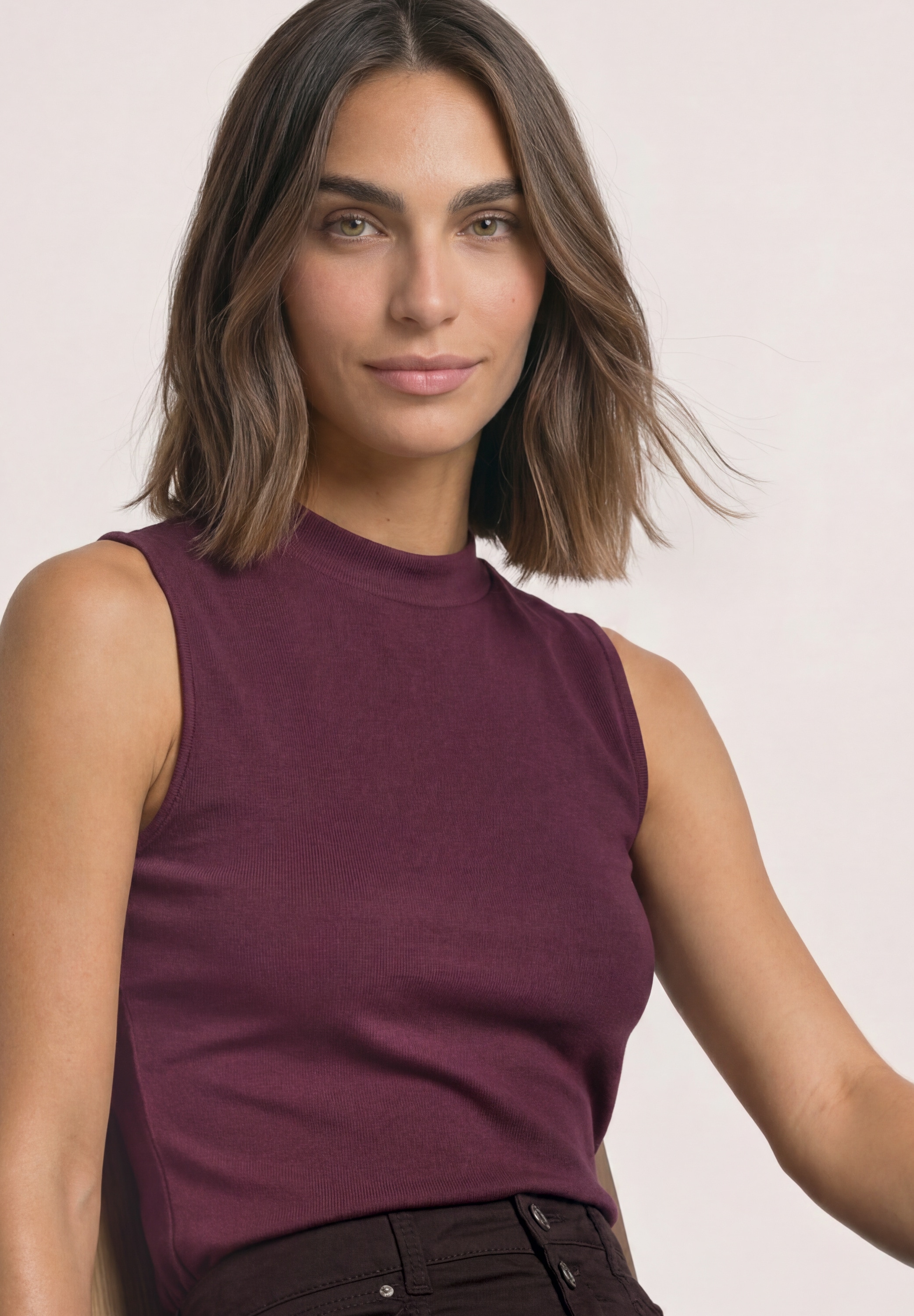 STREET ONE Shirttop Sommer-Top im Silk-Look mit Turtle Neck