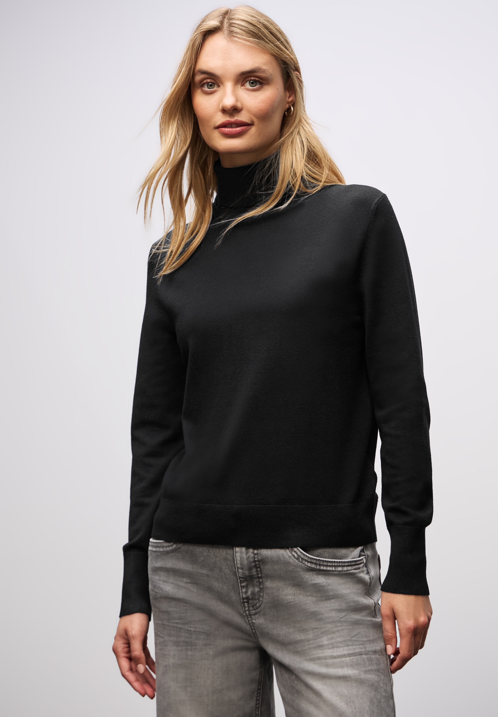 STREET ONE Rollkragenpullover mit Viskose