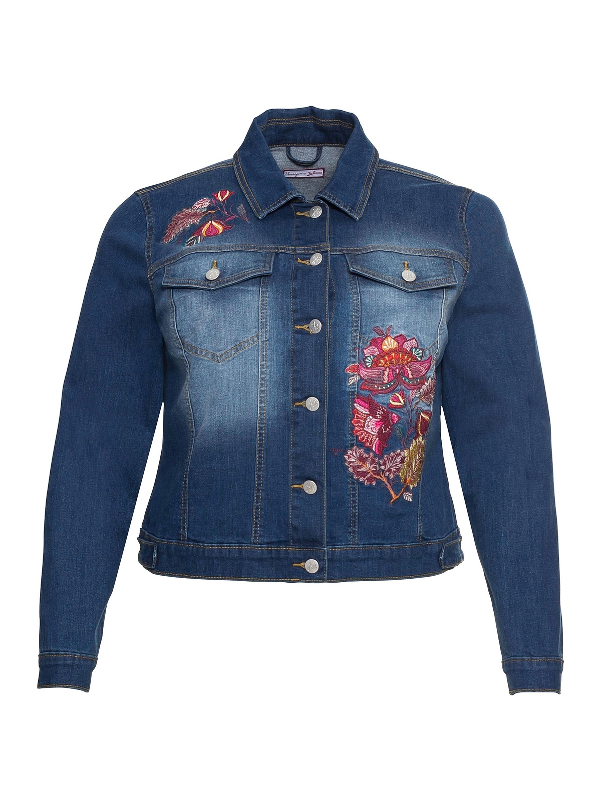 sheego by Joe Browns Jeansjacke »Große Größen«, ohne Kapuze, mit  Blumenstickerei, in taillierter Form für kaufen | BAUR