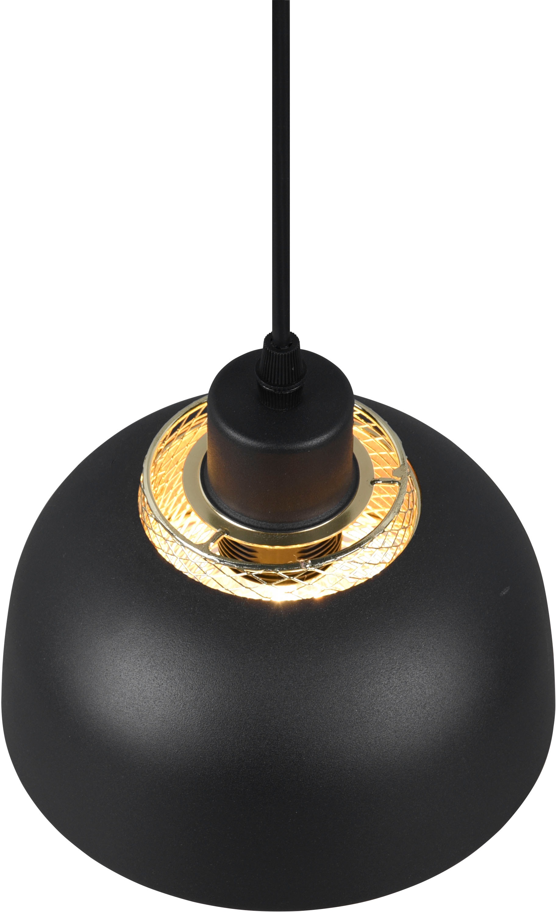 REALITY Leuchten Pendelleuchte »Punch« E27 1 Stk. warmweiß - kaltweiß Industrie-Look mit Doppelschirm schwarz-gold, exkl 1xE27 max 40W