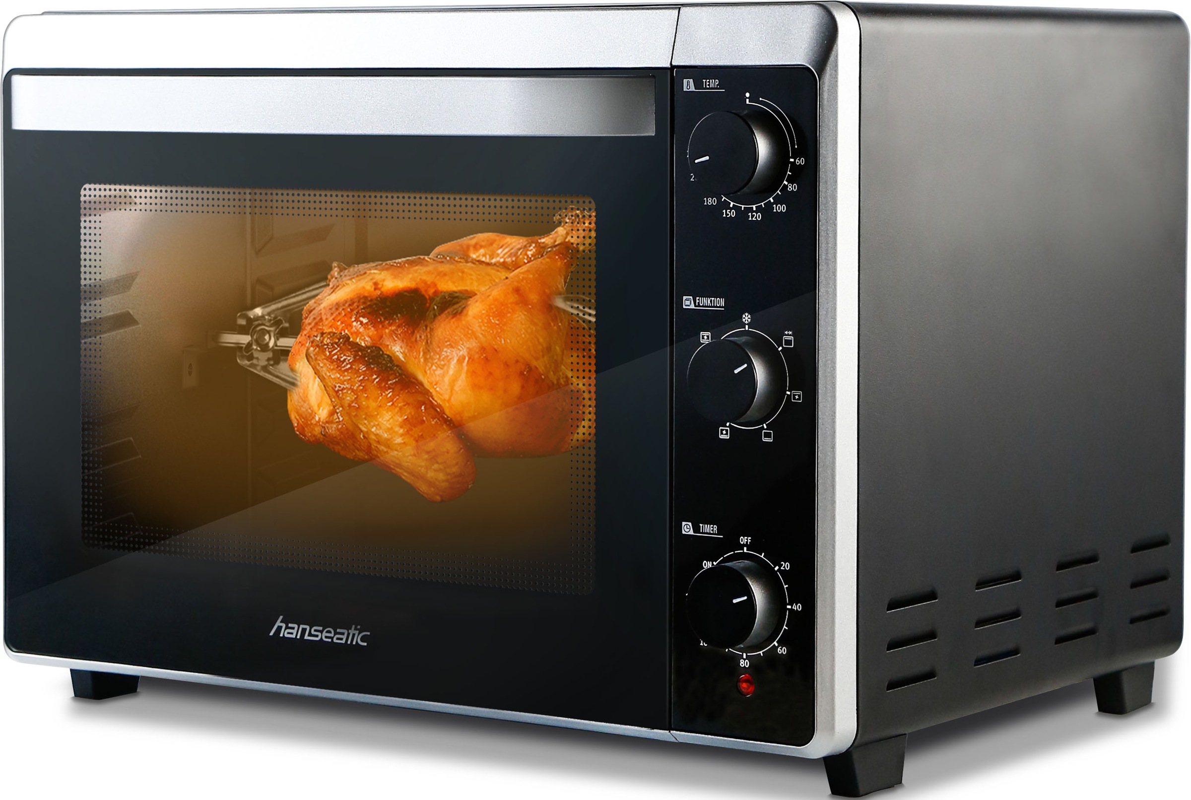 Hanseatic Minibackofen "XXL Volumen 42 L, Zeitschaltuhr" inkl. 3 Jahre Herstellergarantie