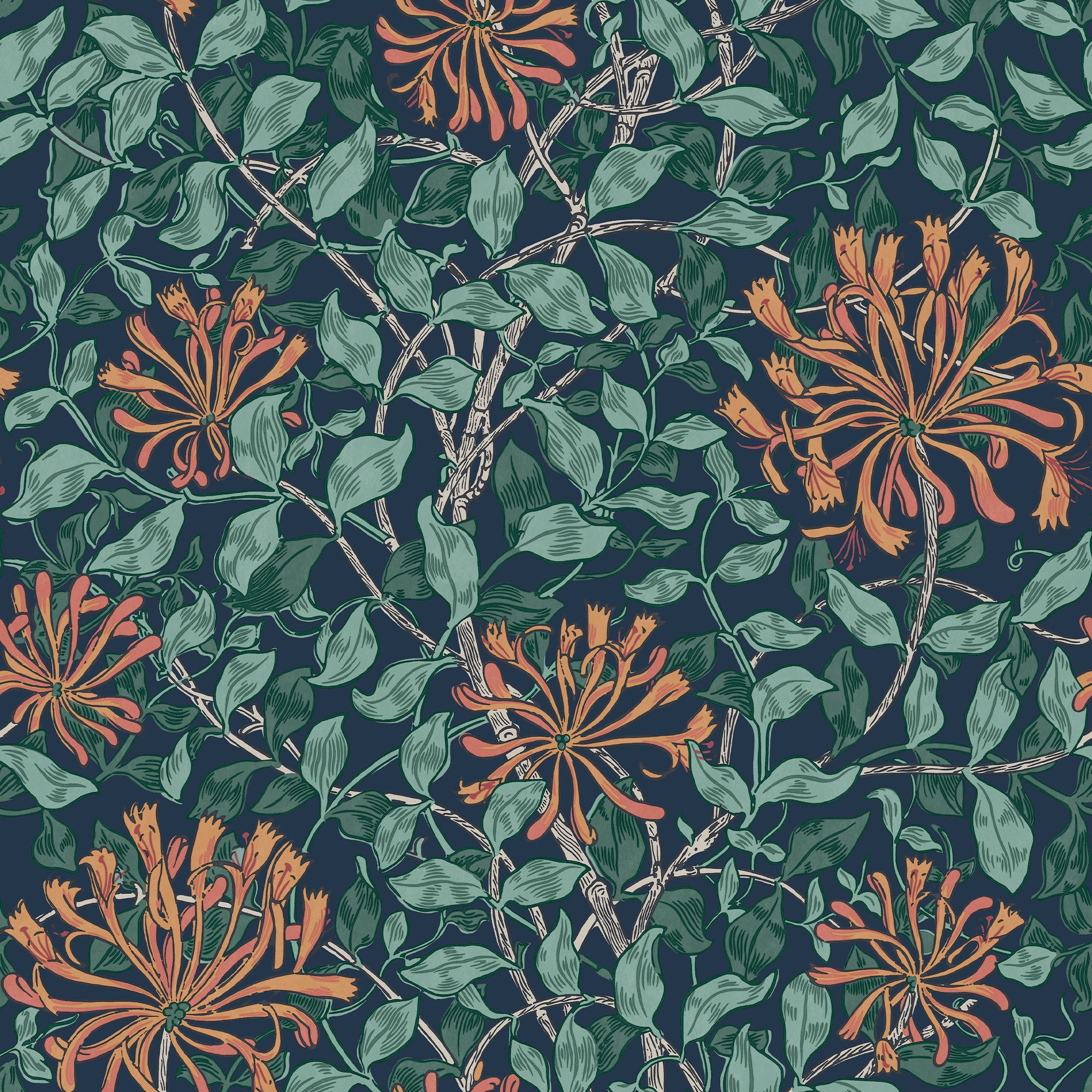 WILLIAM MORRIS AT HOME Vliestapete »Honeysuckle Tidewater«, Motiv, Design Tapeten