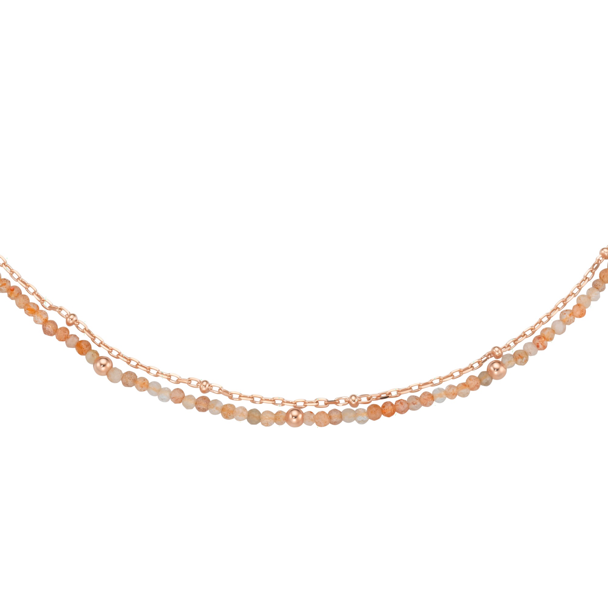 GIORGIO MARTELLO MILANO Collier »mit apricotfarbigen Sonnenstein-Kugeln, Silber 925«