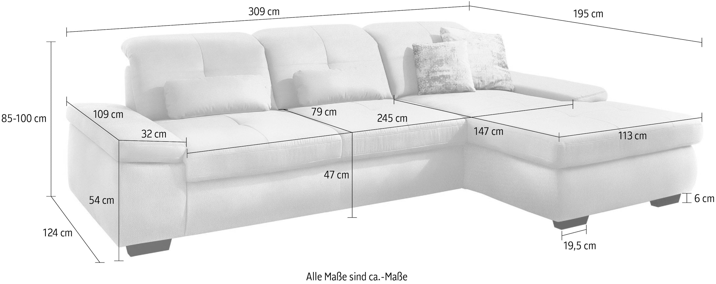 Die PlanBar Ecksofa »MP-IN16012 L-Form, mit Federkern-Polsterung«, inkl. Sitztiefenverstellung, wahlweise mit weiteren Funktionen
