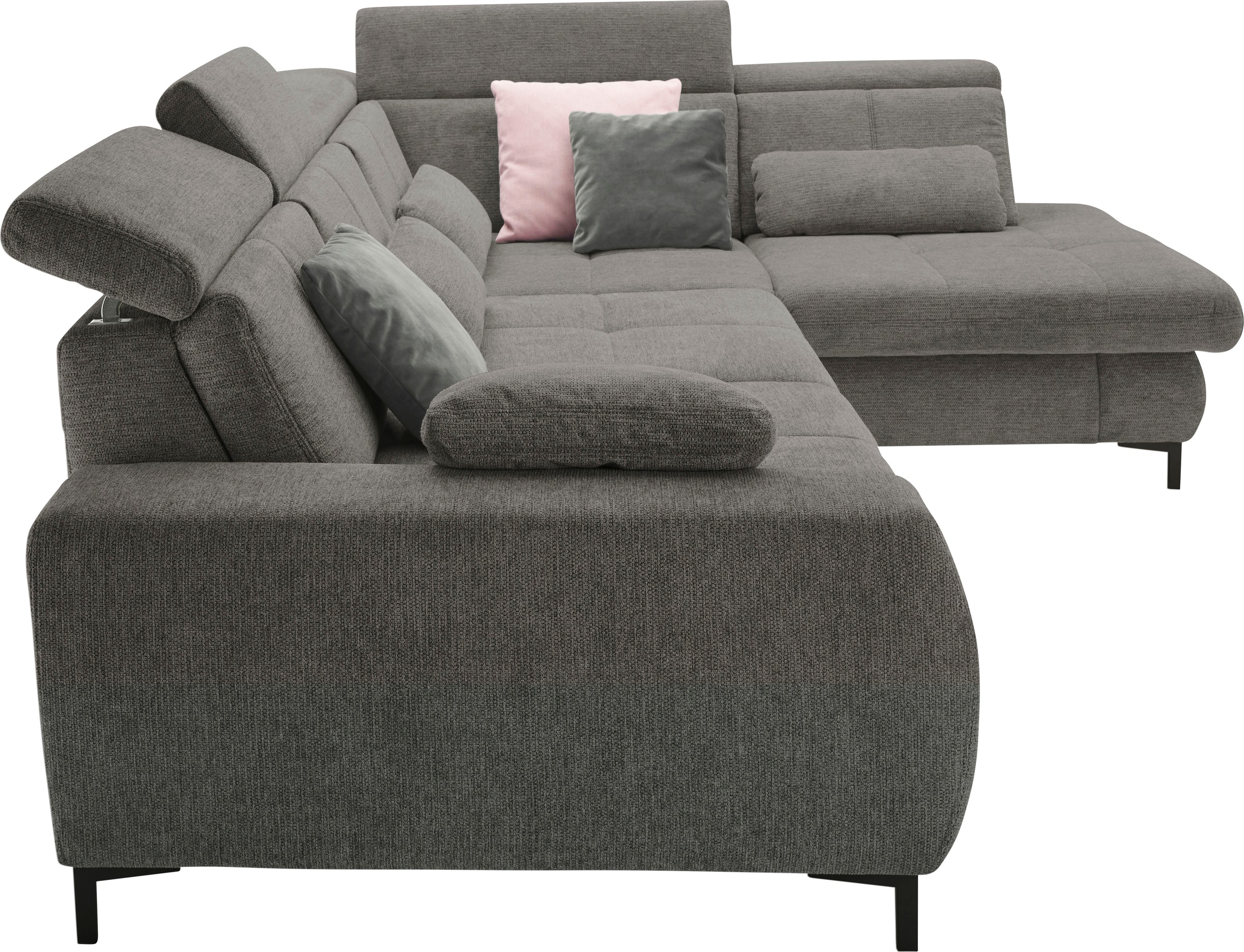 set one by Musterring Ecksofa »SO 3400 Sitzhöhe 47cm oder 49cm, Sitztiefe verstellbar, B/T 317/220 cm«, Kaltschaumpolsterung, Flachgewebe, whlw. mit Funktionen, Sitzhöhe 47