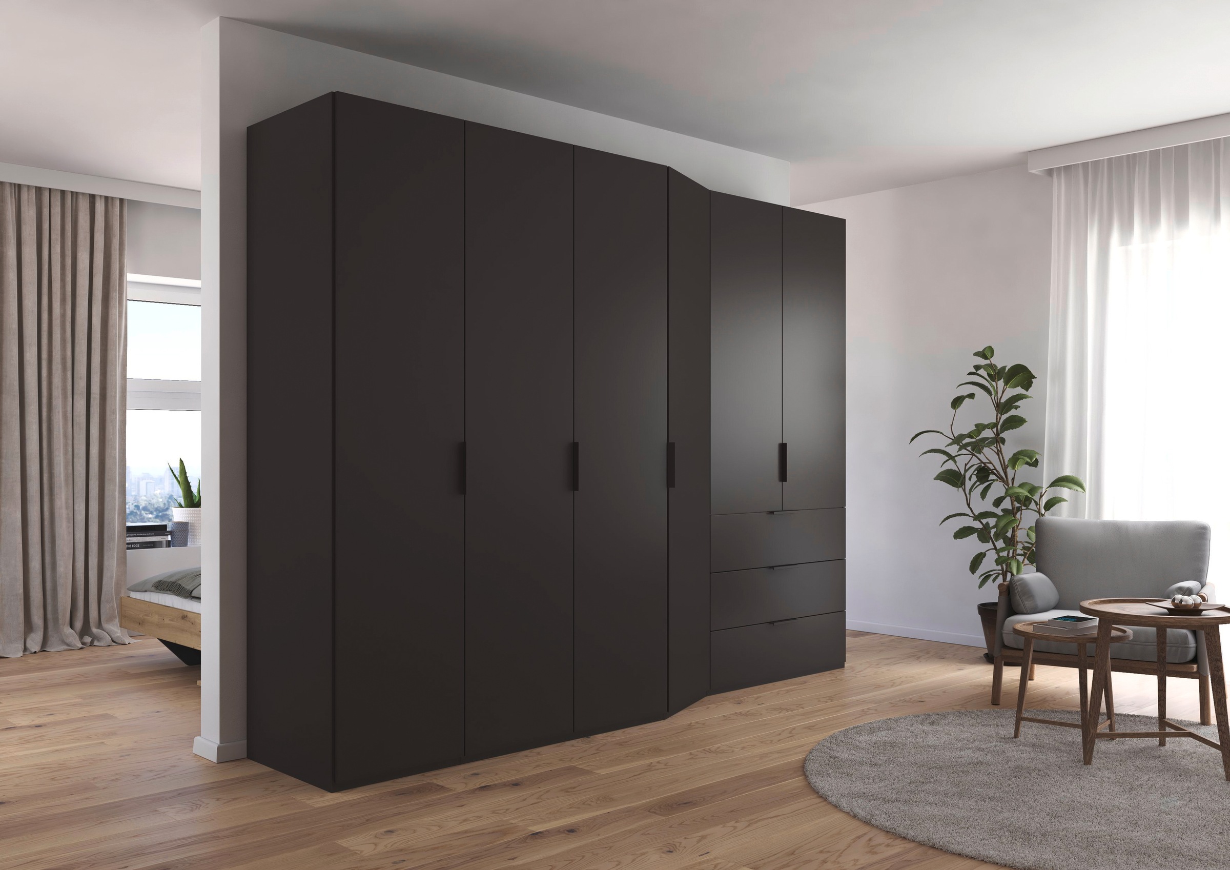 rauch Drehtürenschrank »Kleiderschrank Schrank Garderobe Wäscheschrank WAVE«, in 2 unterschiedlichen Tiefen, mit Soft-Close Funktion MADE IN GERMANY