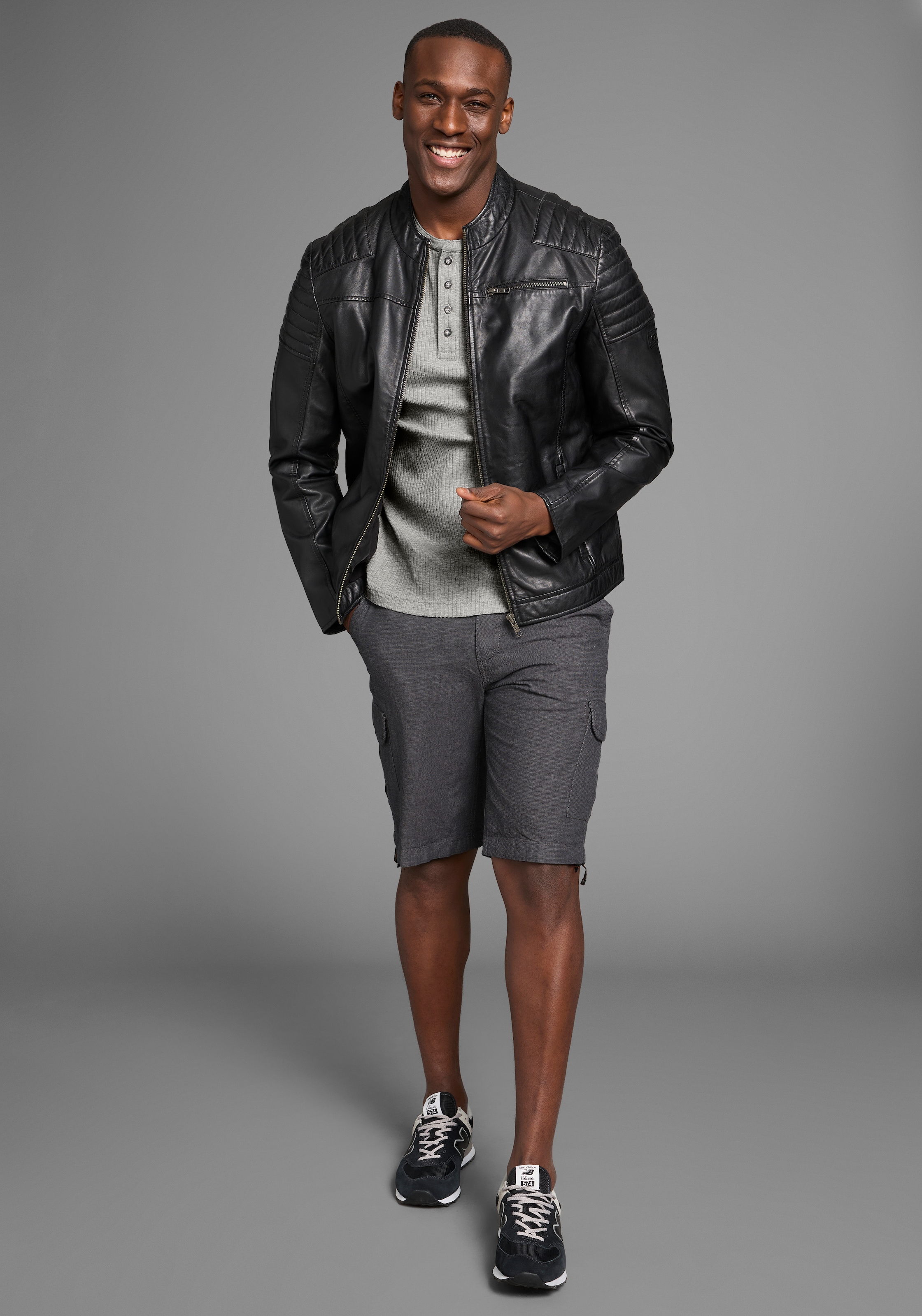 Bruno Banani Henleyshirt, in elastischer Rippenqualität
