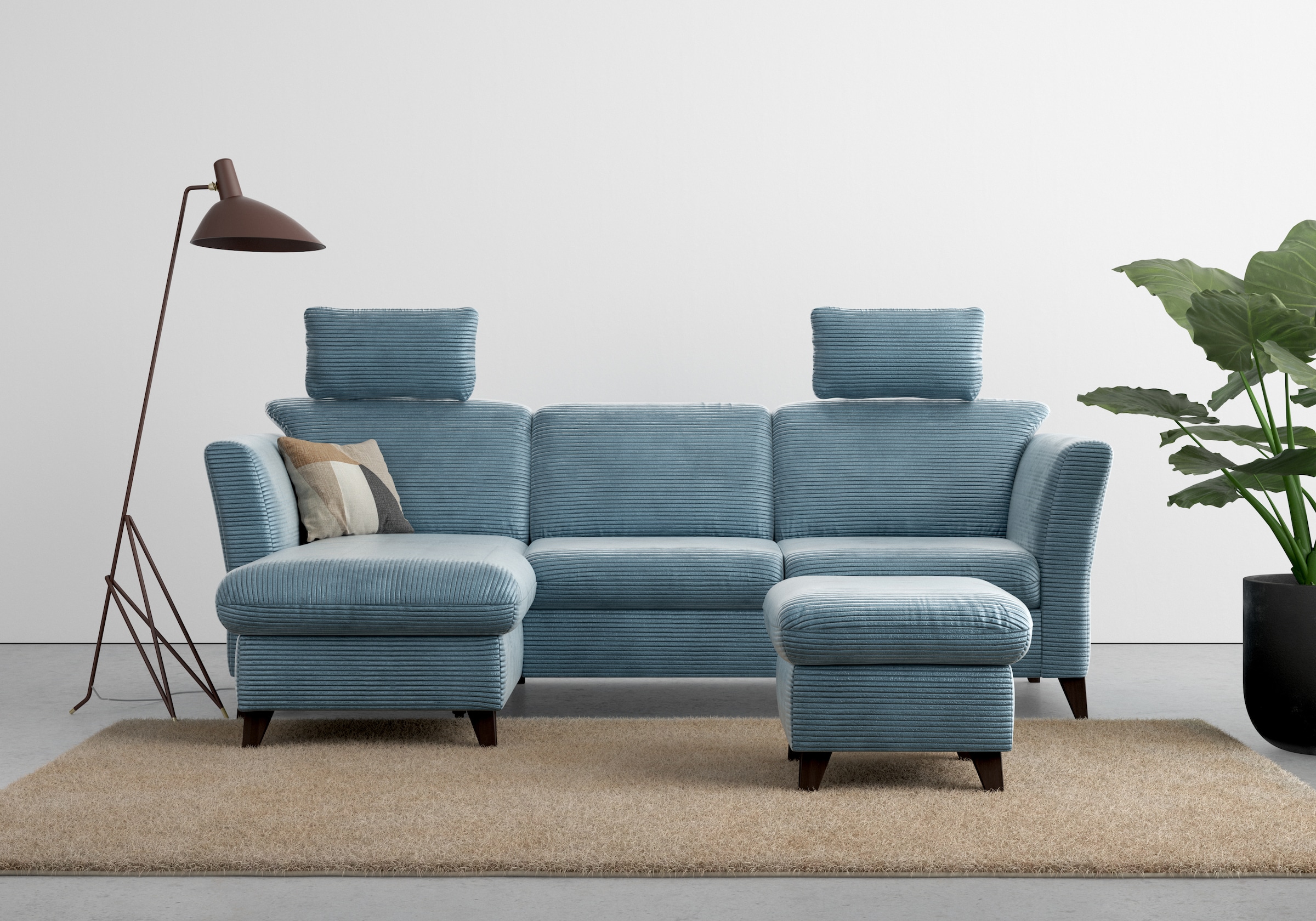 Kampinė sofa »Trelleborg L-Form« patogi su miegojimo funkcija ir Dėžutė patalynei ir Federkern-Polsterung