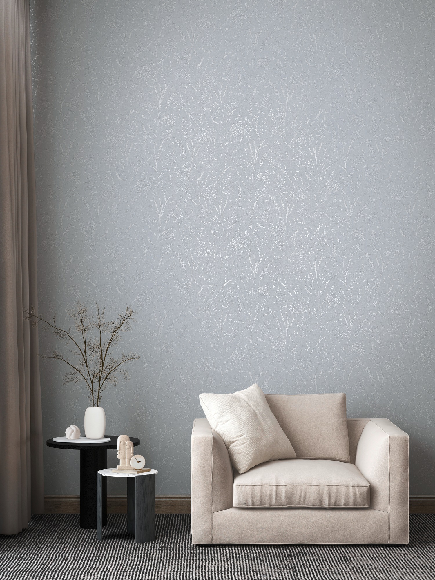 A.S. Création Vliestapete "Pure Elegance Tapete Mit Ästen Mustertapete Floral Blumen" Schimmernd Strukturiert Vliestapete Blumentapete Für