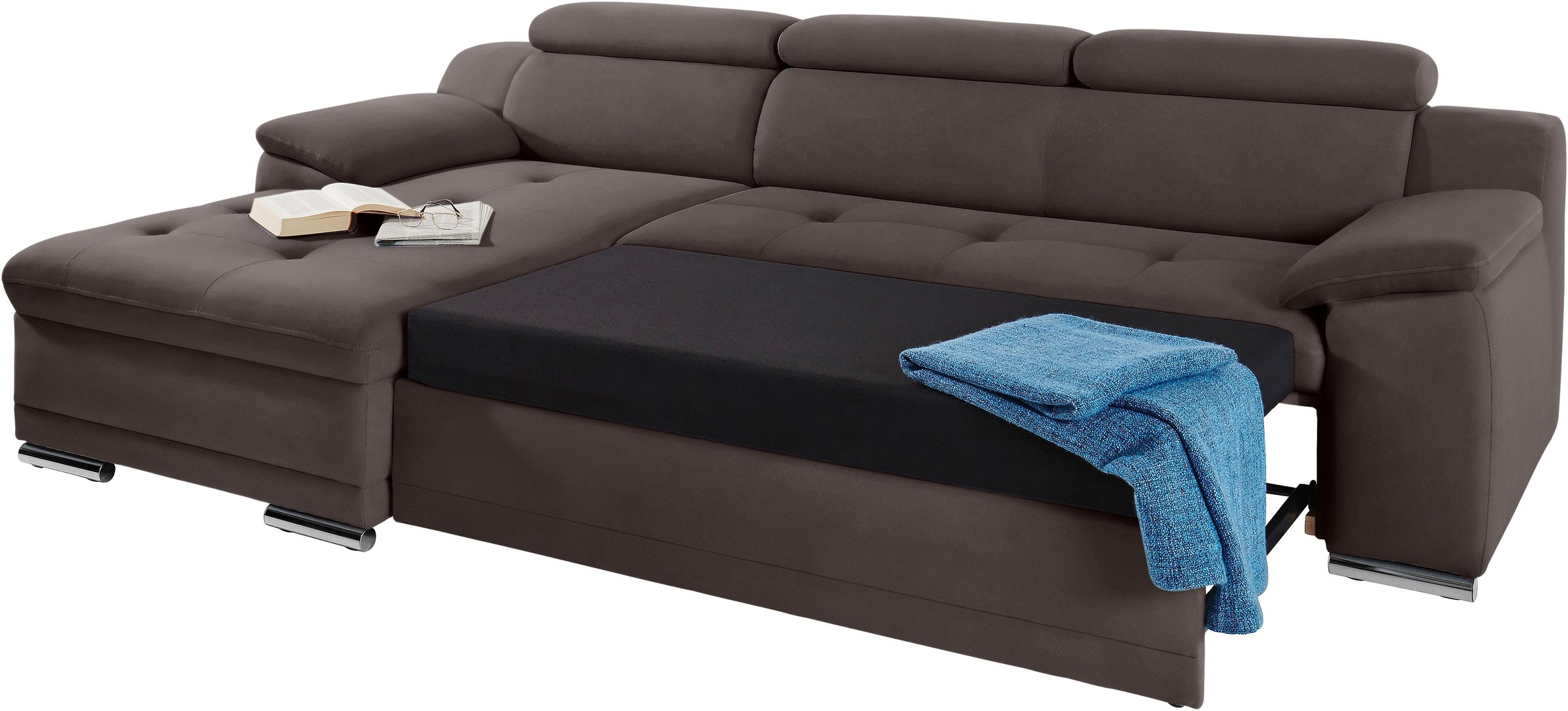 sit&more Ecksofa »Top Andiamo L-Form«, wahlweise mit Bettfunktion, inklusive Kopfteilverstellung