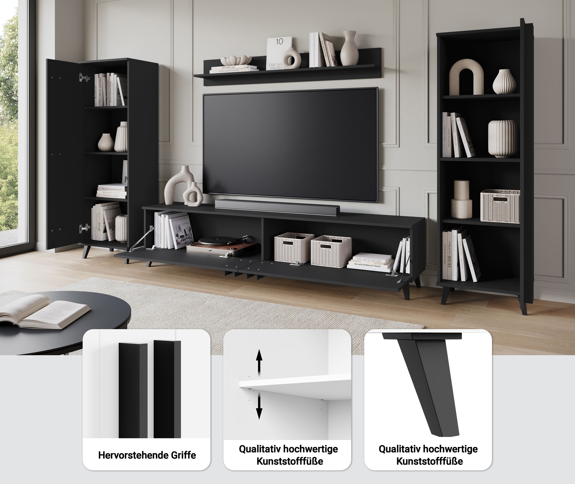 Home affaire Wohnwand »Helsinki, Modernes Möbelset« Komplett-Set, 4 Stk. tlg.