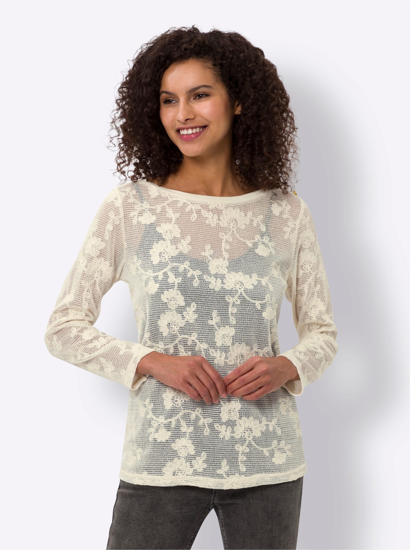 heine Langarmshirt "Spitzenshirt", 1 Stk. günstig online kaufen